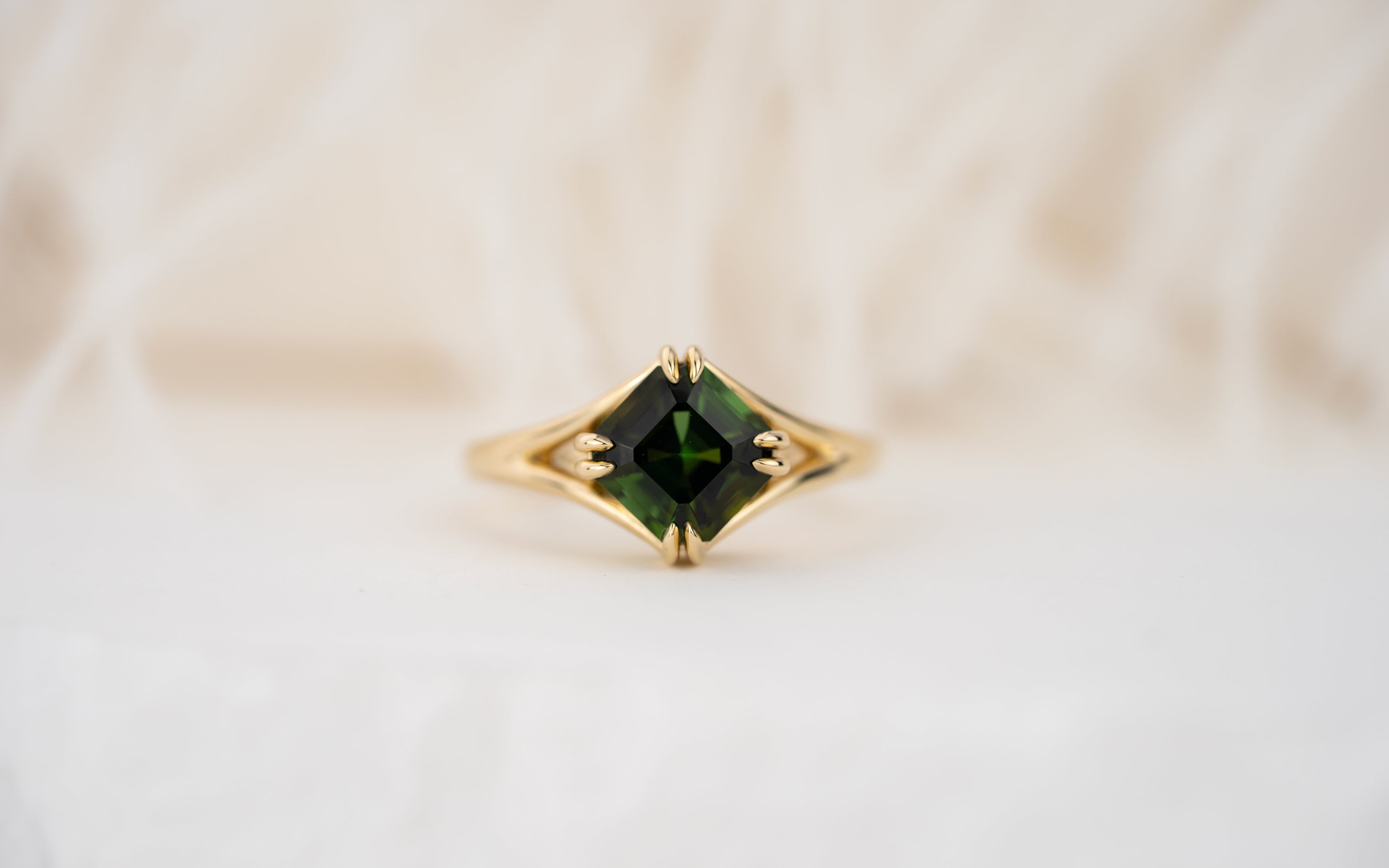 The Willow Ring | 1.96 CT Asscher Deep Green Tourmaline