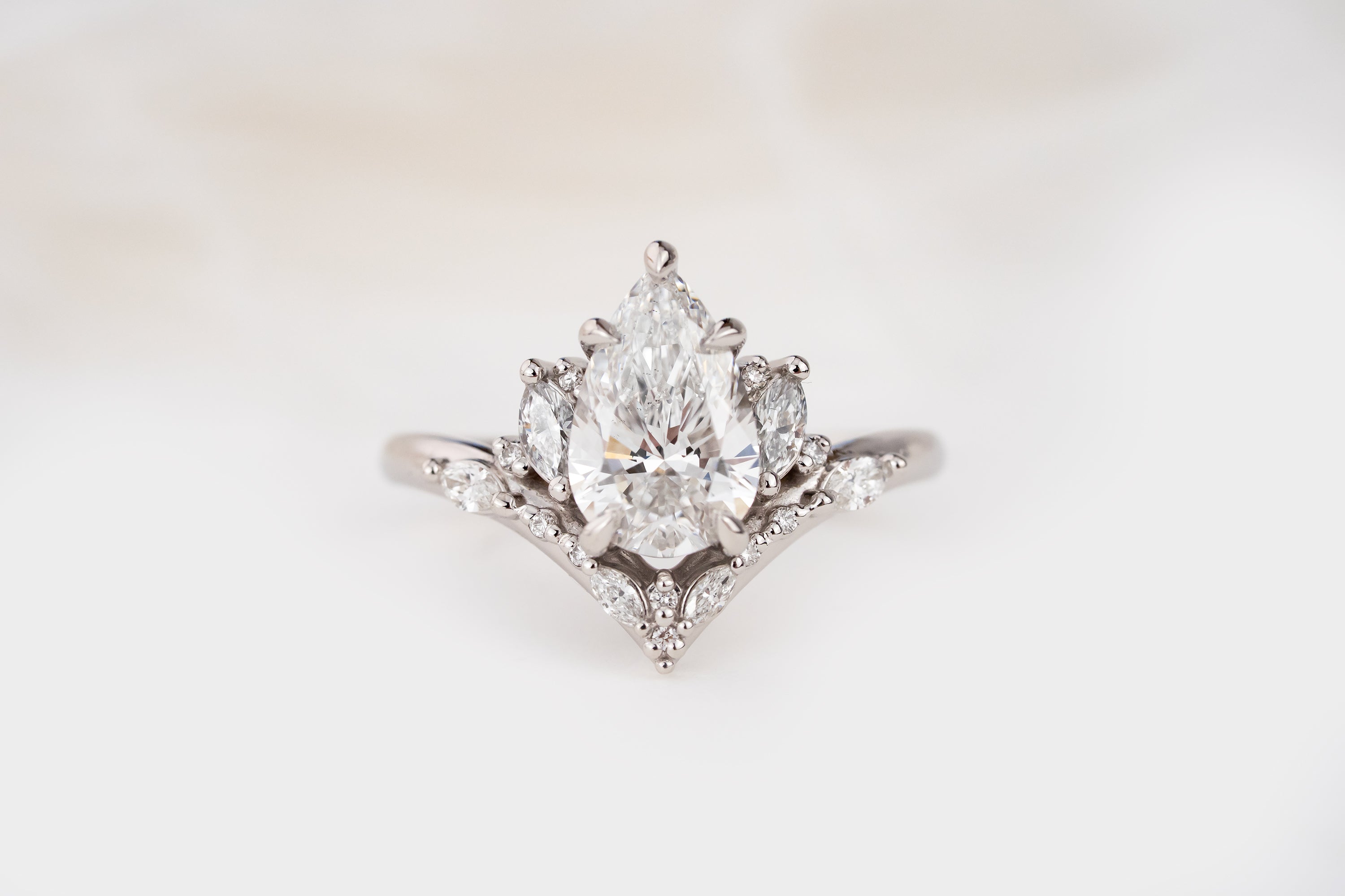 The Aurora Ring | 1.5 CT Pear Diamond | Size 6