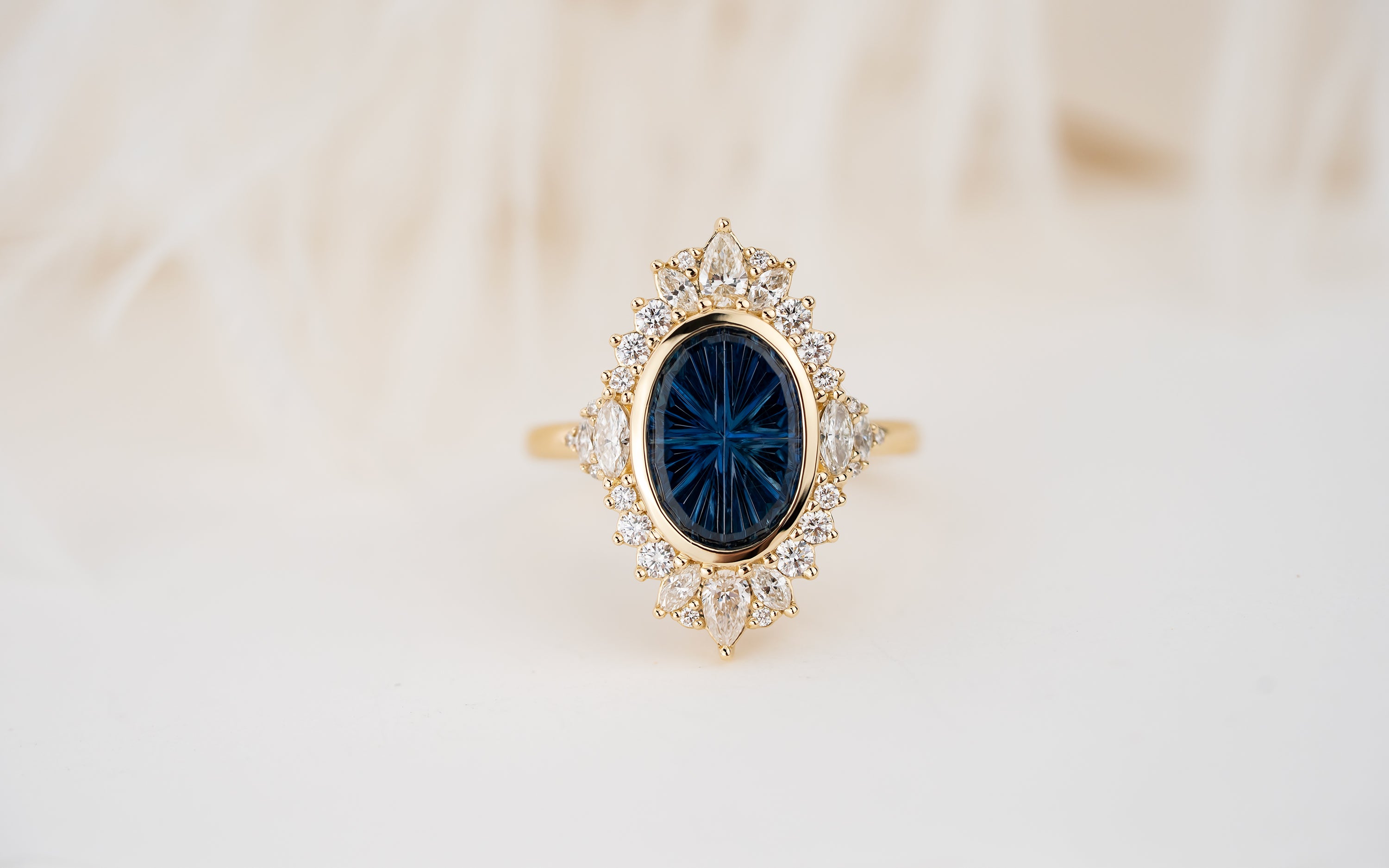 The Ethereal Ring | 2.83 CT Oval Starbrite™ Blue Sapphire