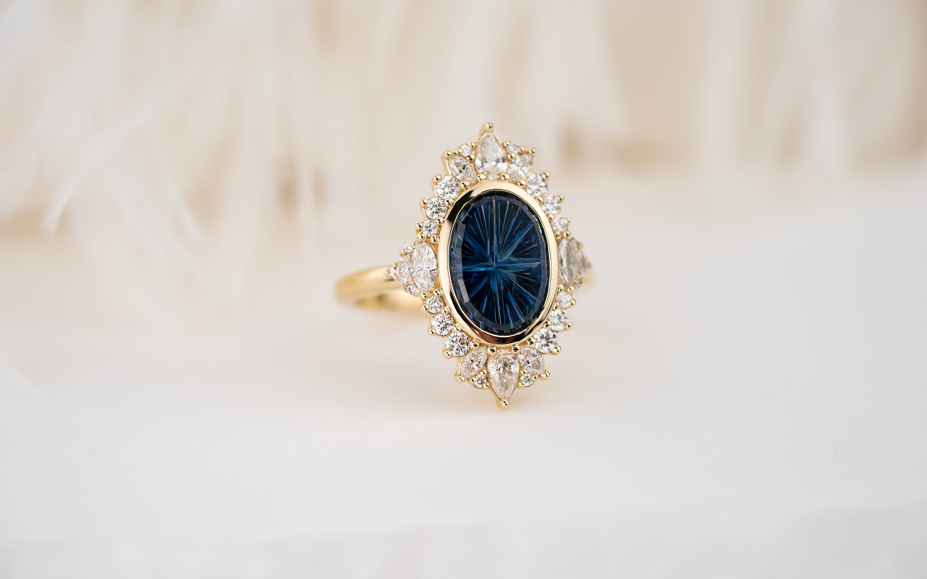 The Ethereal Ring | 2.83 CT Oval Starbrite™ Blue Sapphire