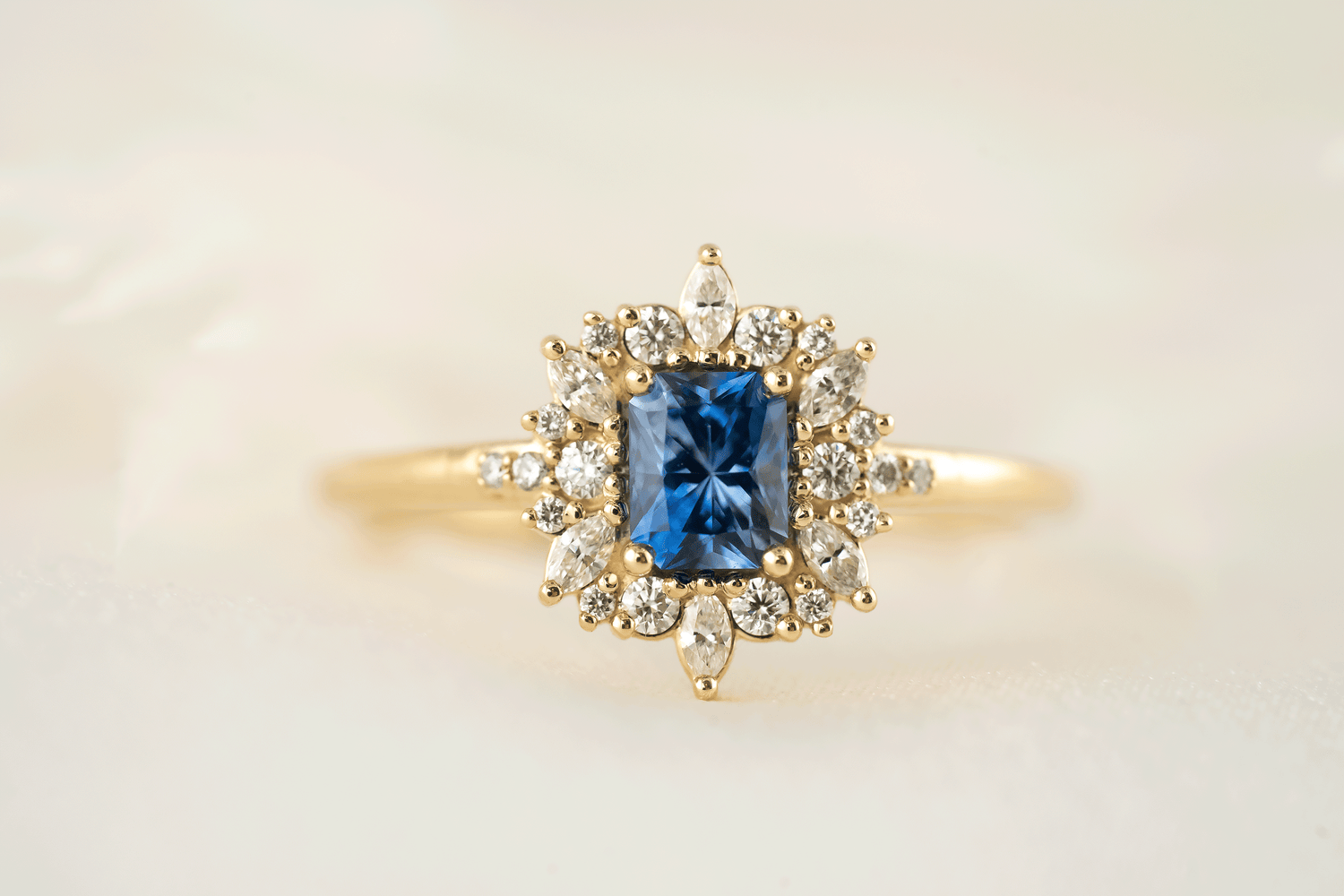 The Innis Ring | 0.5 CT Radiant Blue Sapphire - Lavender Creek Gems