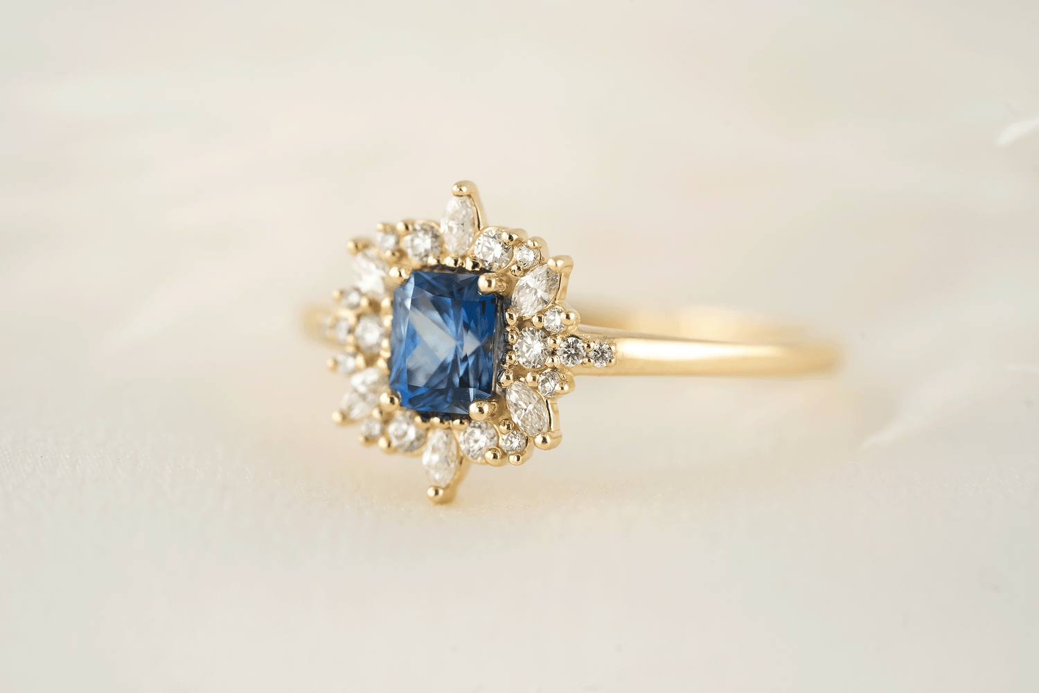 The Innis Ring | 0.5 CT Radiant Blue Sapphire - Lavender Creek Gems