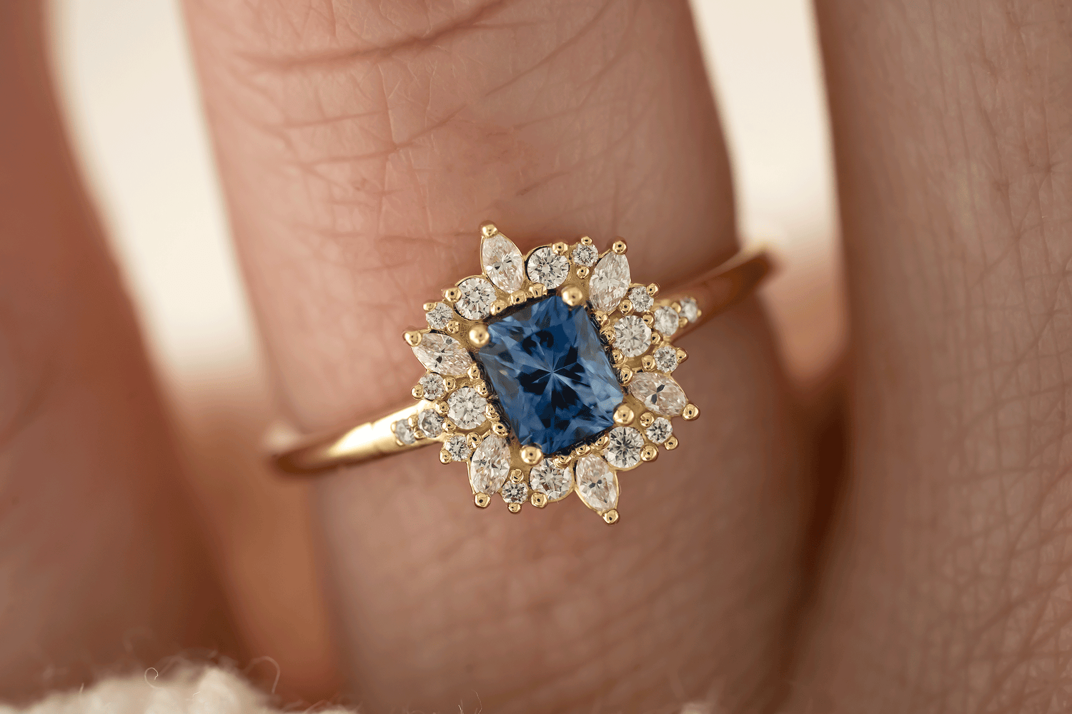 The Innis Ring | 0.5 CT Radiant Blue Sapphire - Lavender Creek Gems