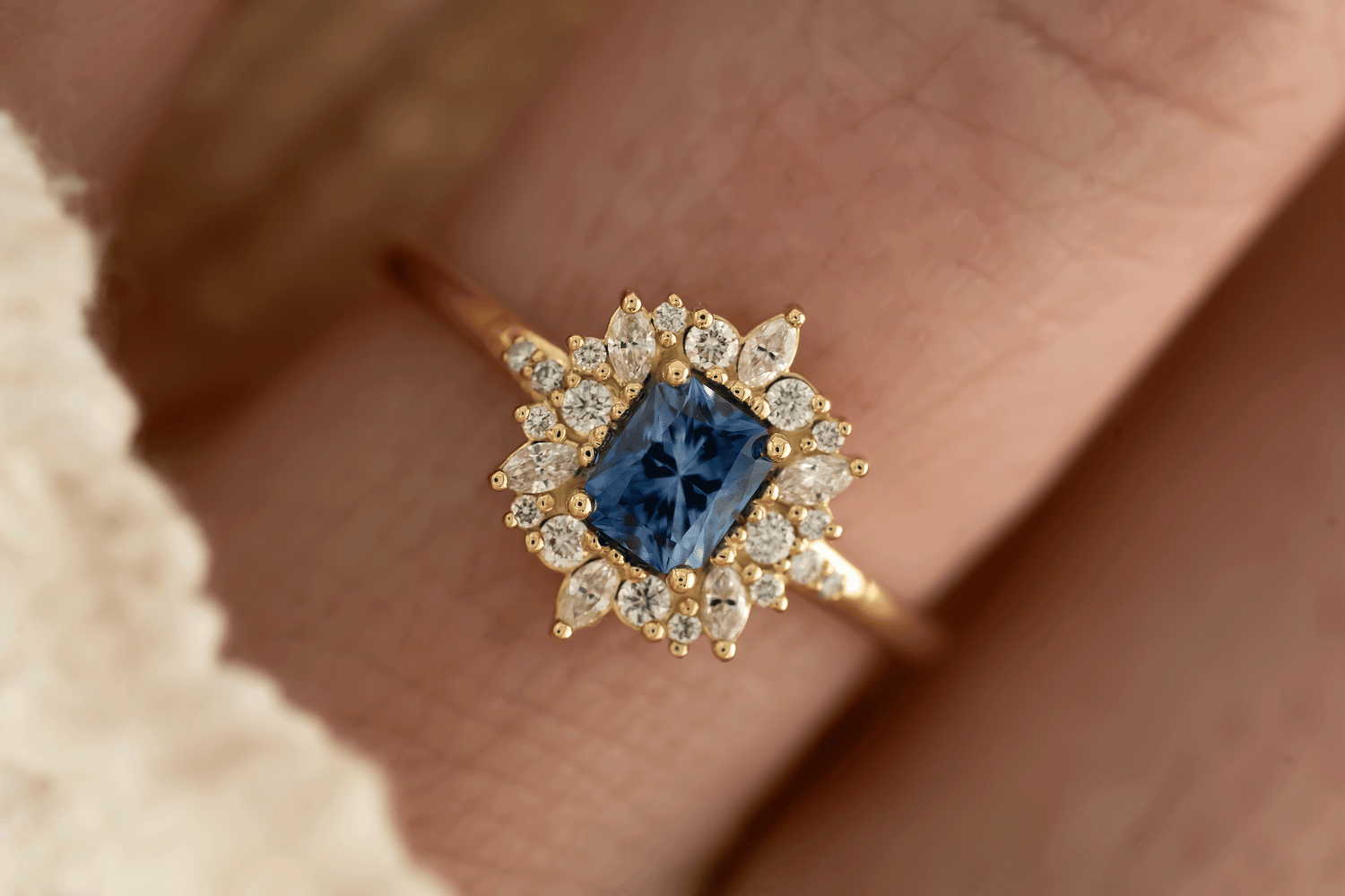 The Innis Ring | 0.5 CT Radiant Blue Sapphire - Lavender Creek Gems