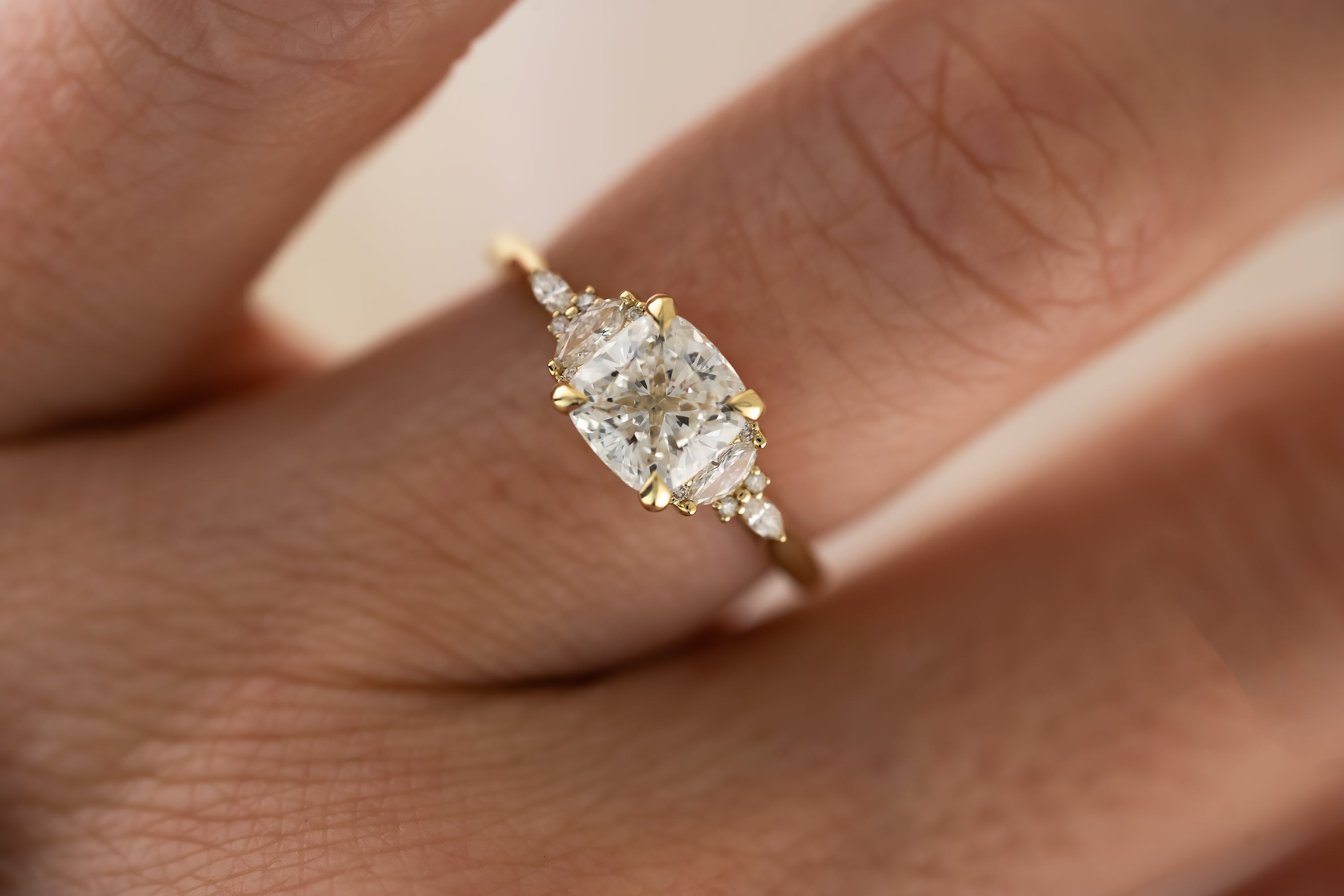 The Maeve Ring - 1.26 CT Cushion Lab Diamond - Lavender Creek Gems