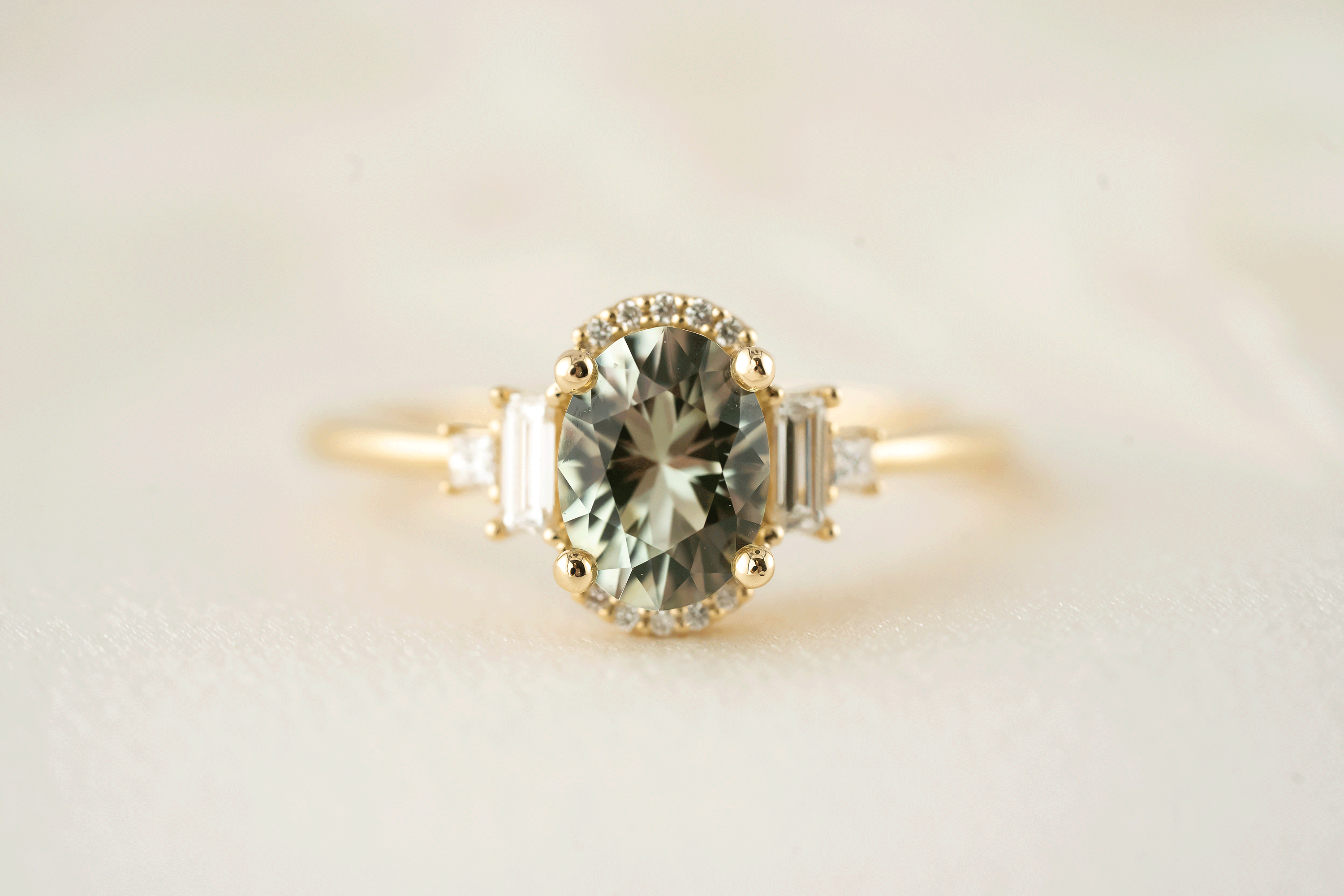 The Sura Ring | 1.27 CT Oval Sage Green Tourmaline - Lavender Creek Gems