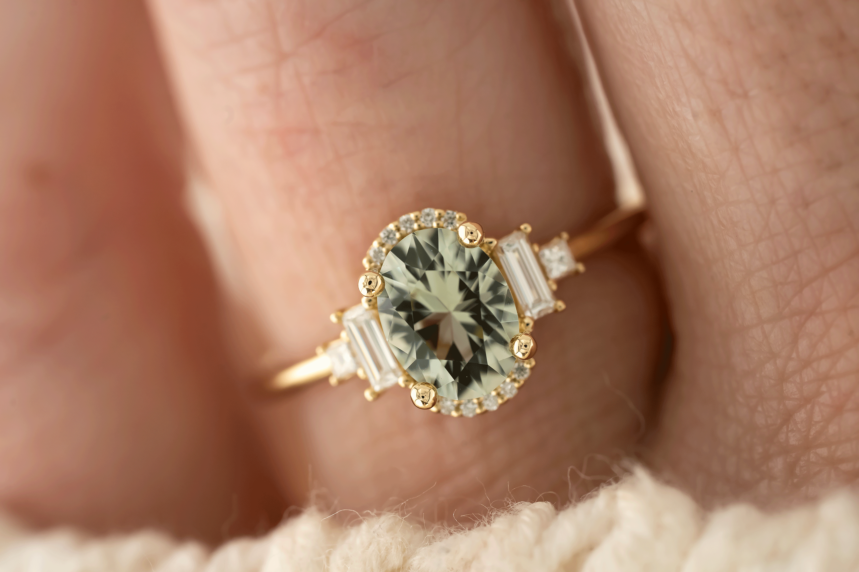 The Sura Ring | 1.27 CT Oval Sage Green Tourmaline - Lavender Creek Gems