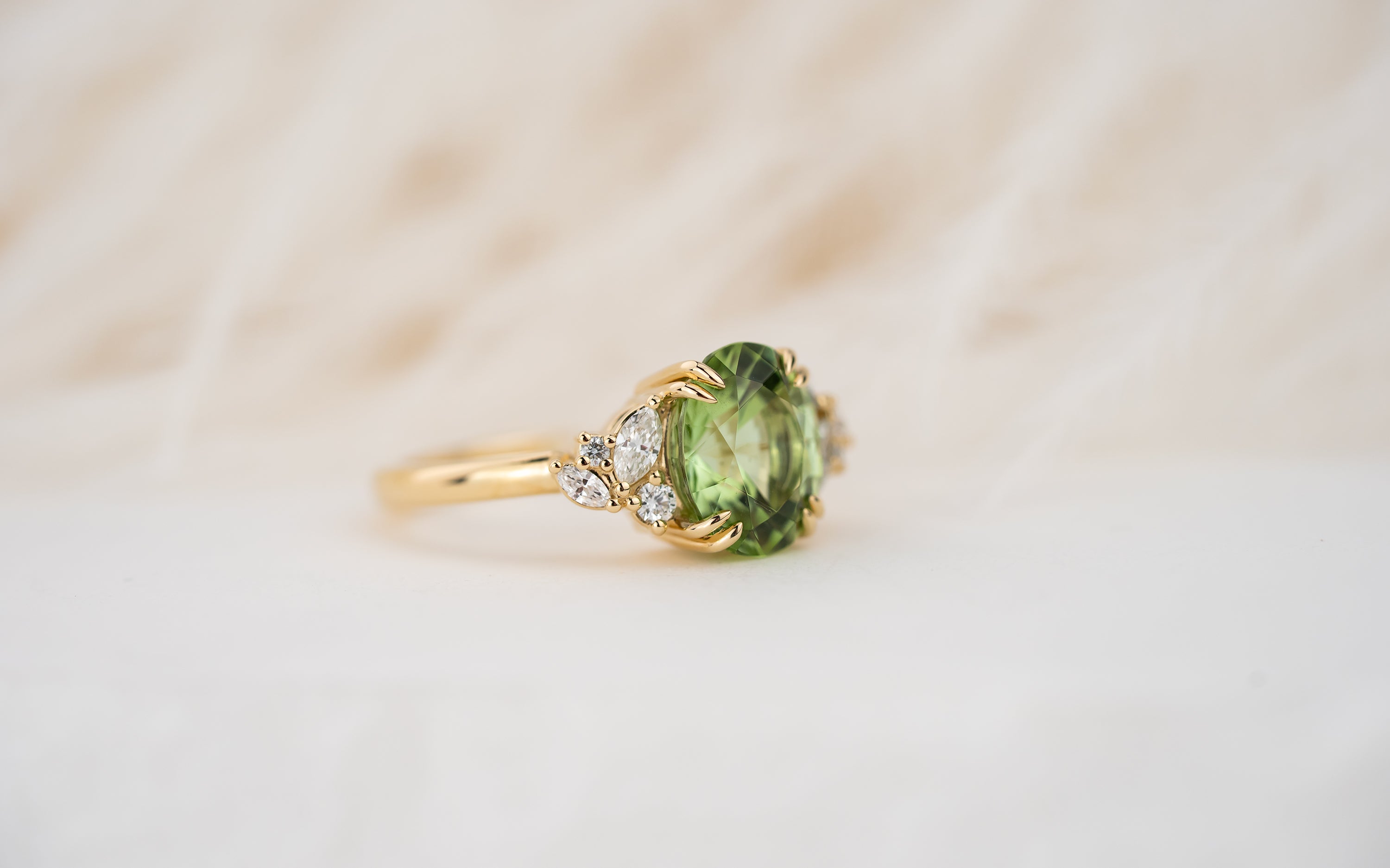 The Laurel Ring | 2.7 CT Oval Green Tourmaline