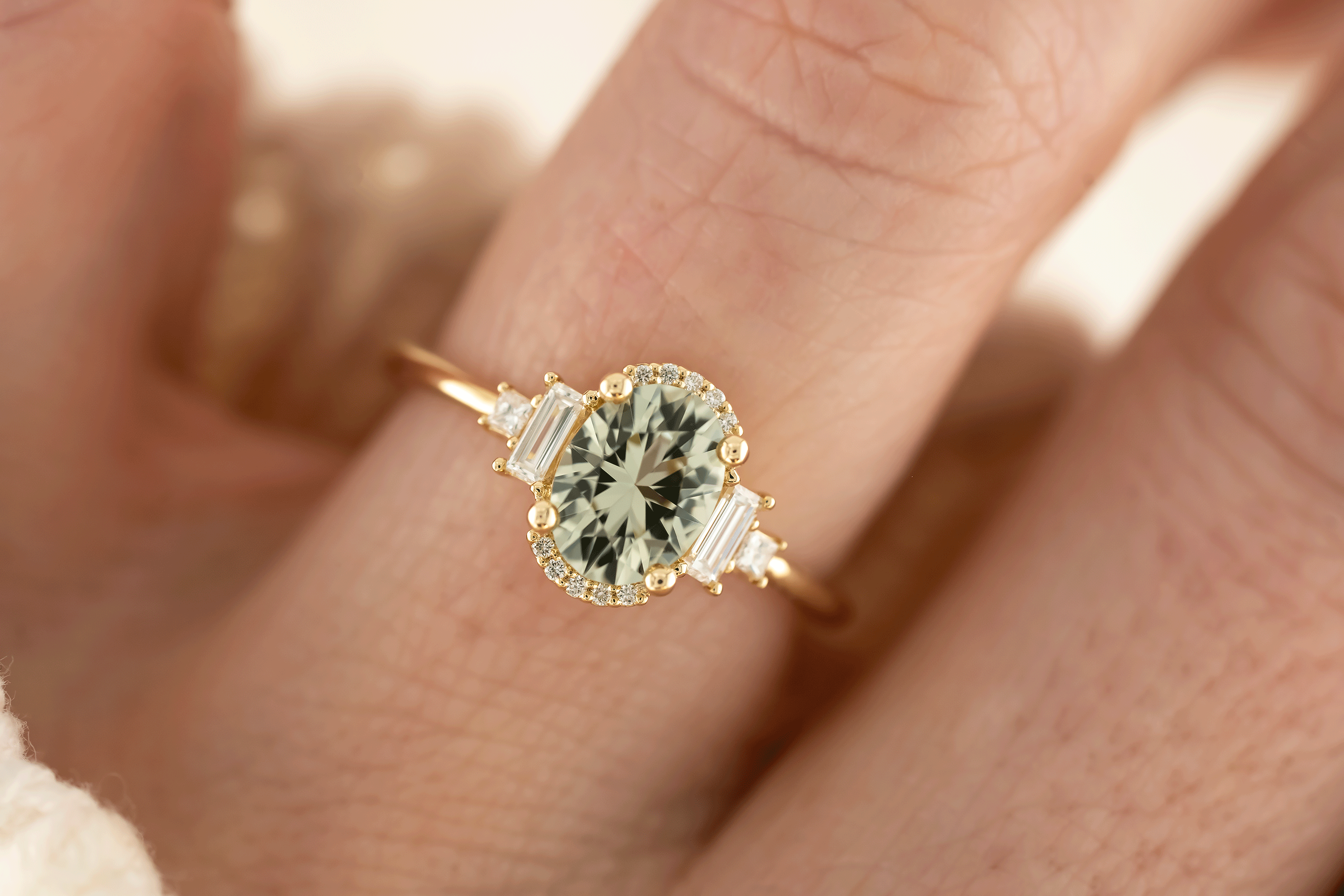 The Sura Ring | 1.27 CT Oval Sage Green Tourmaline - Lavender Creek Gems