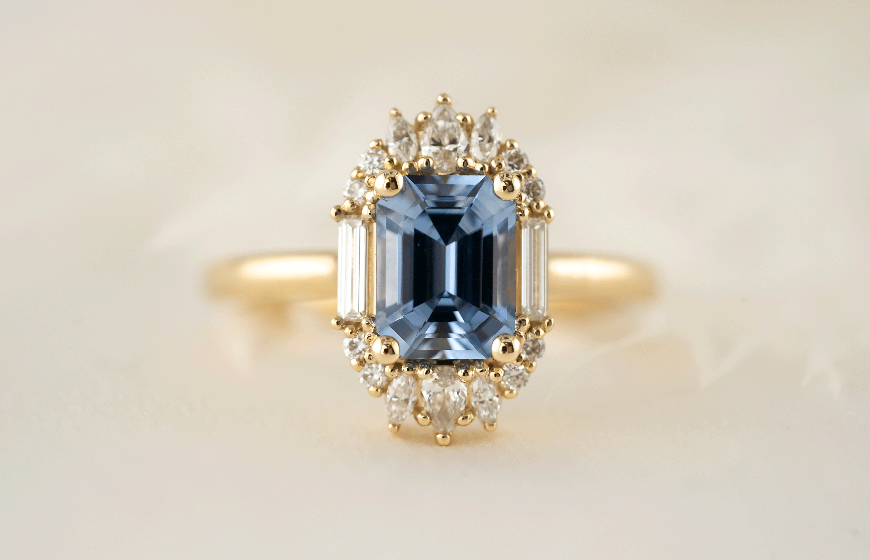 The Georgia Ring | 1.89 CT Emerald Cut Blue Sapphire - Lavender Creek Gems