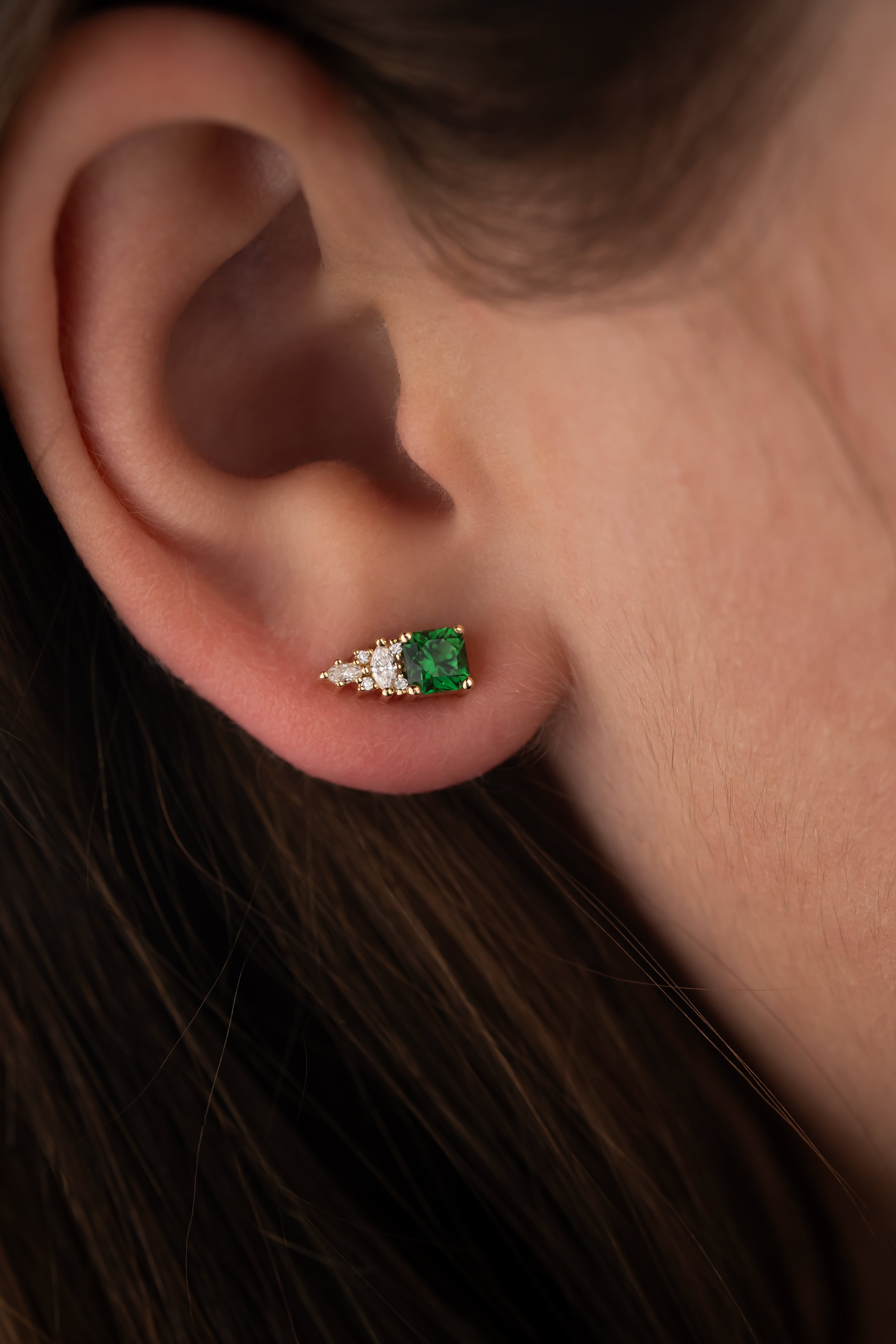 The Maeve Stud Earrings | Radiant Tsavorite Garnet - Lavender Creek Gems