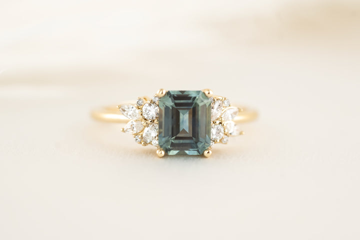 The Rosalie Ring - 1.66 CT Emerald Cut Montana Sapphire