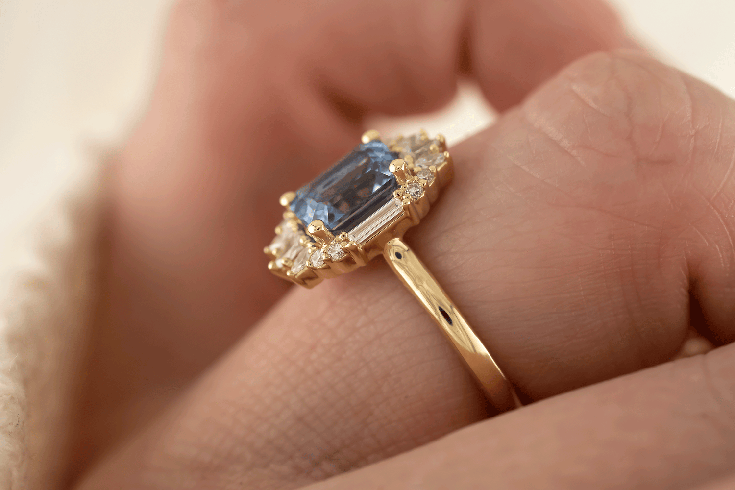 The Georgia Ring | 1.89 CT Emerald Cut Blue Sapphire - Lavender Creek Gems