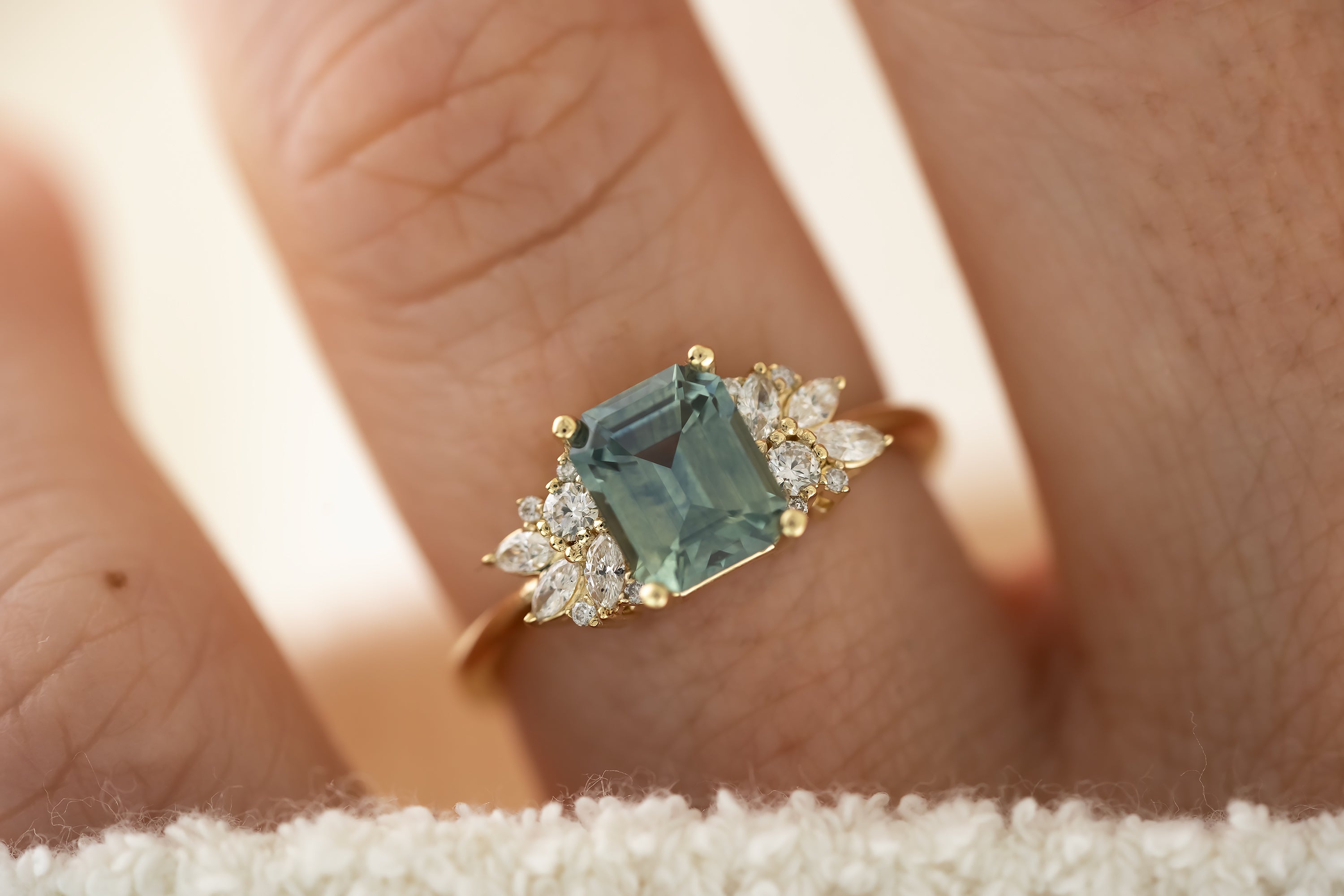 The Rosalie Ring - 1.66 CT Emerald Cut Montana Sapphire - Lavender Creek Gems