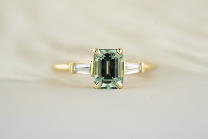 The Tryn Ring - 1.54 CT Emerald Cut Seafoam Tourmaline