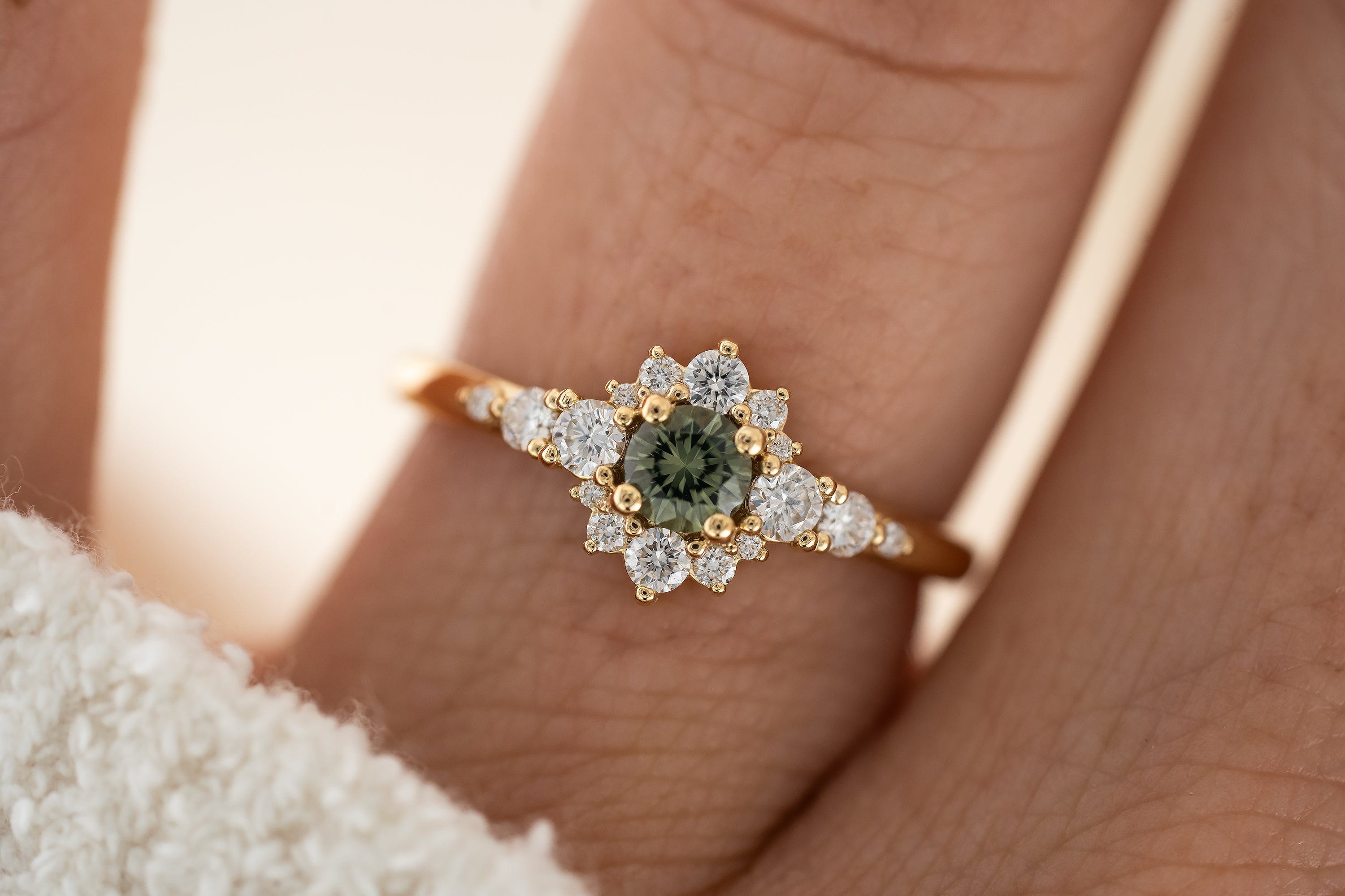 The Bloom Ring - Green Sapphire - Lavender Creek Gems