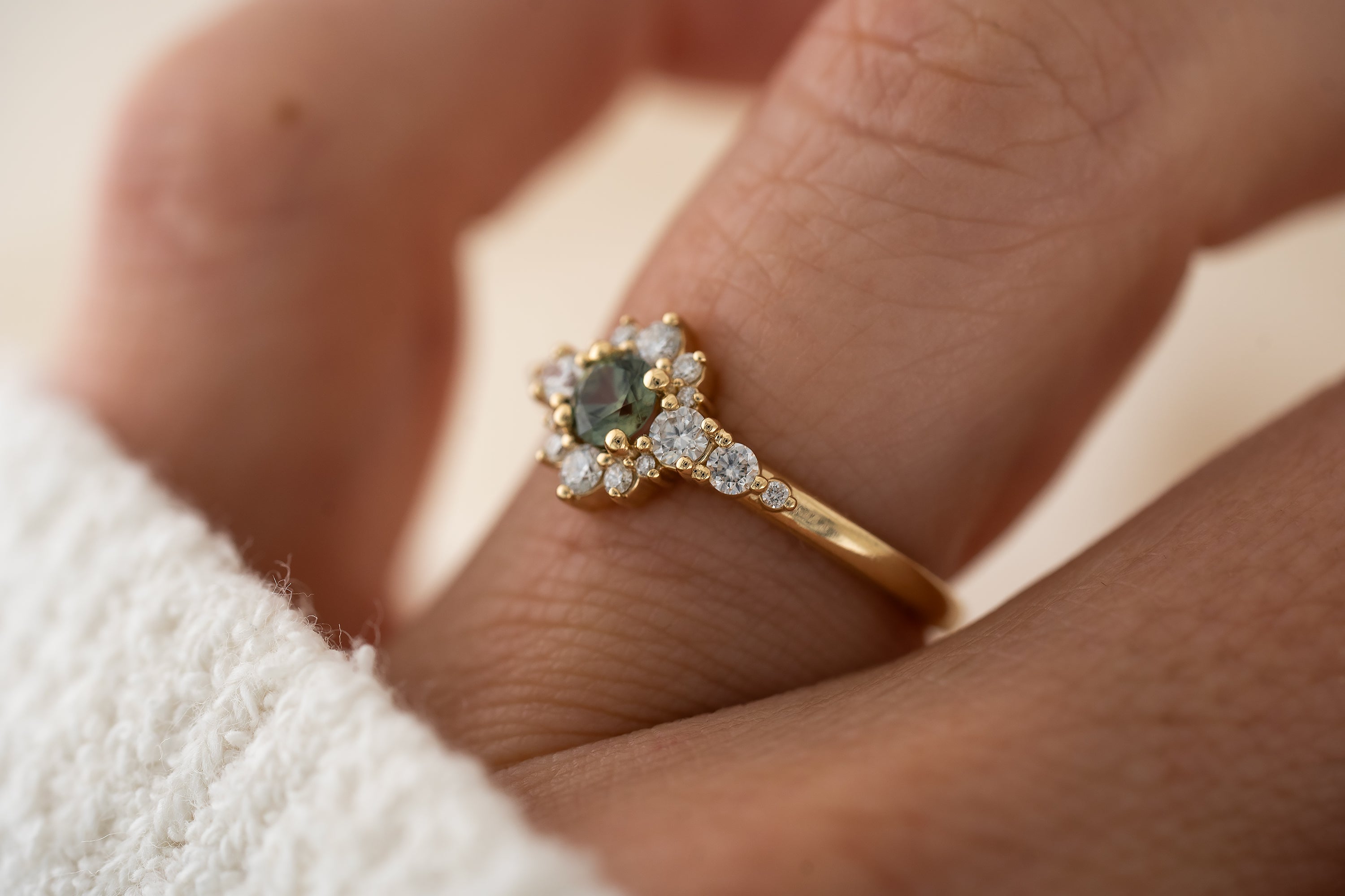 The Bloom Ring - Green Sapphire - Lavender Creek Gems
