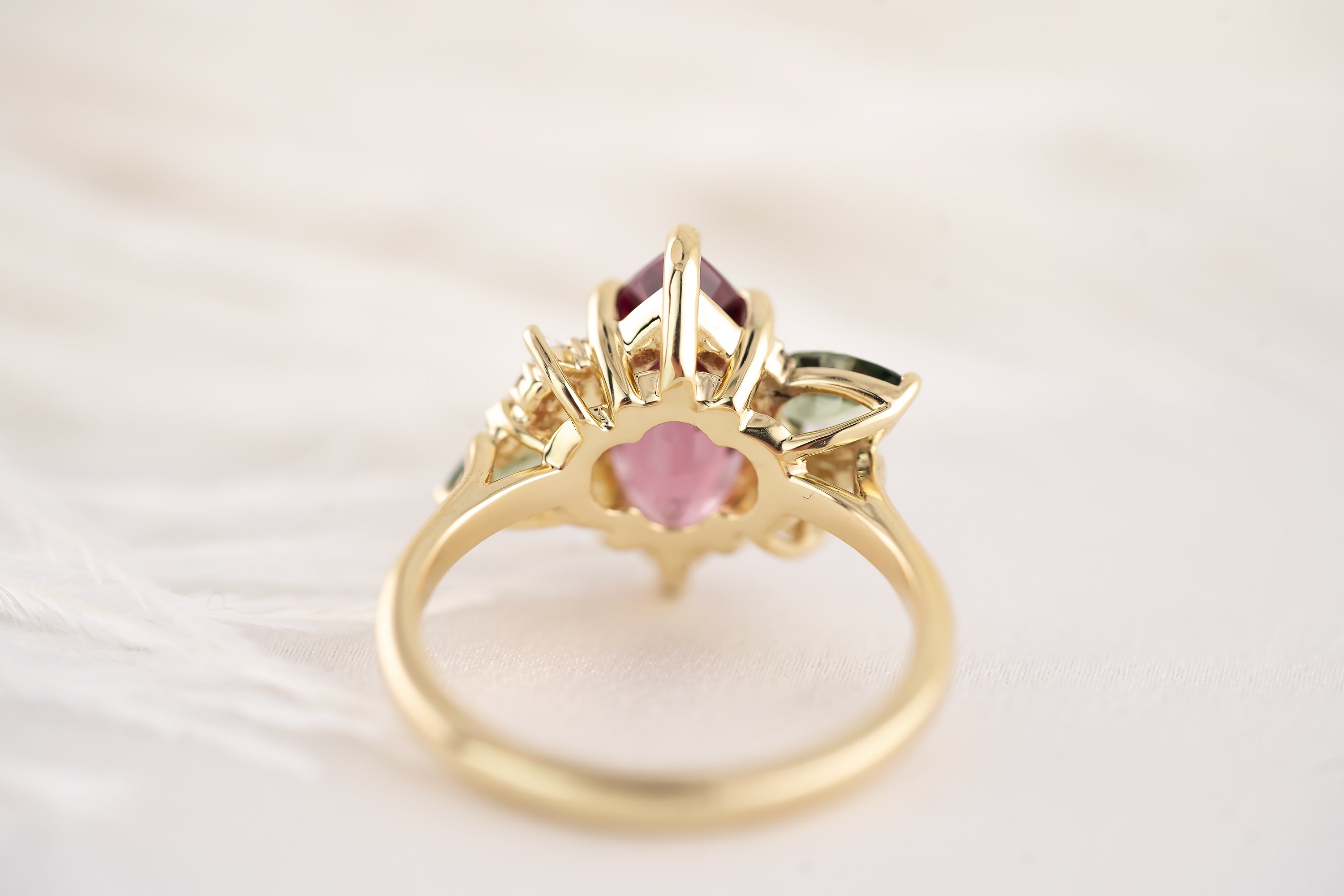 The Fleur Ring - 3.72 CT Marquise Malaya Garnet - Lavender Creek Gems