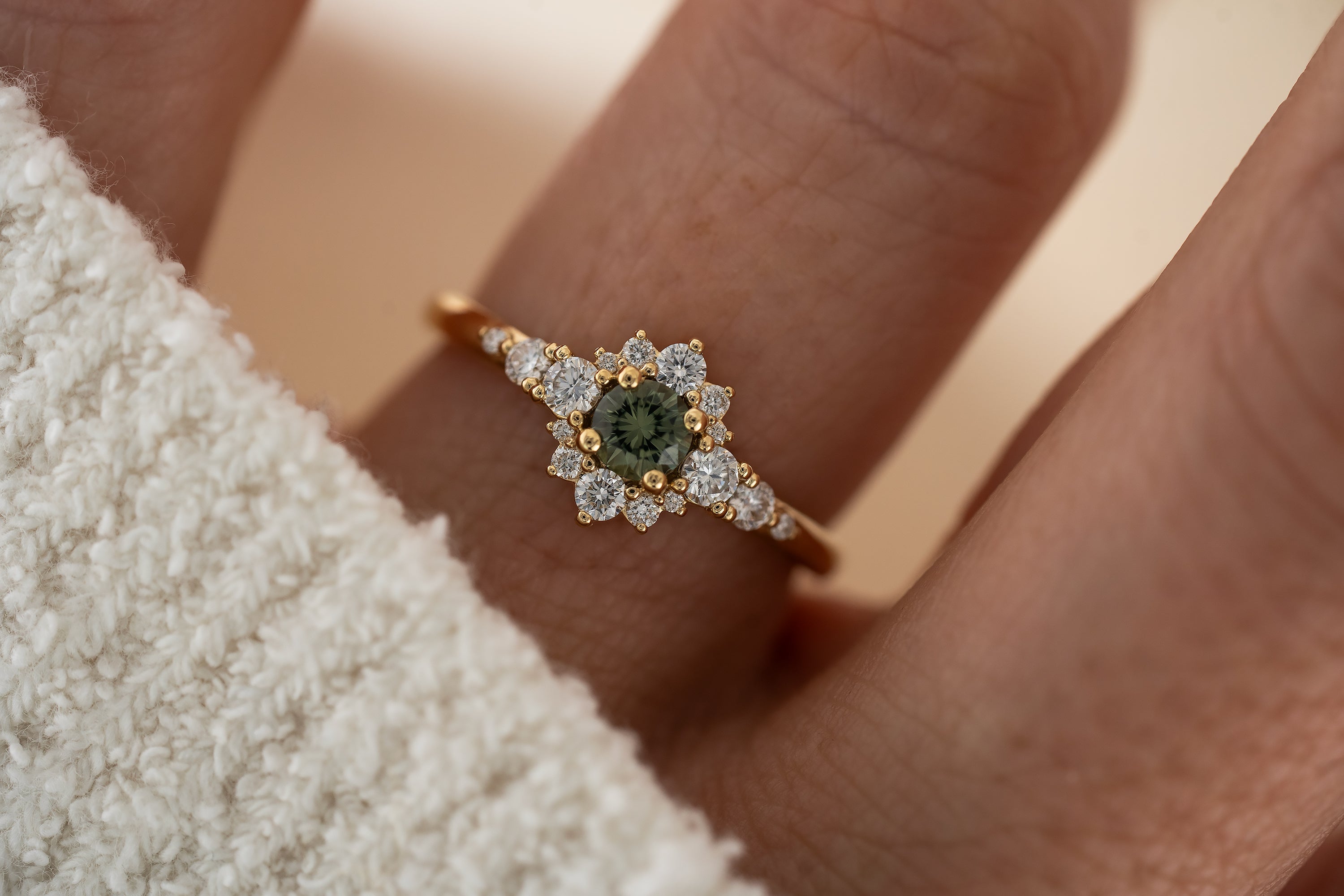 The Bloom Ring - Green Sapphire - Lavender Creek Gems