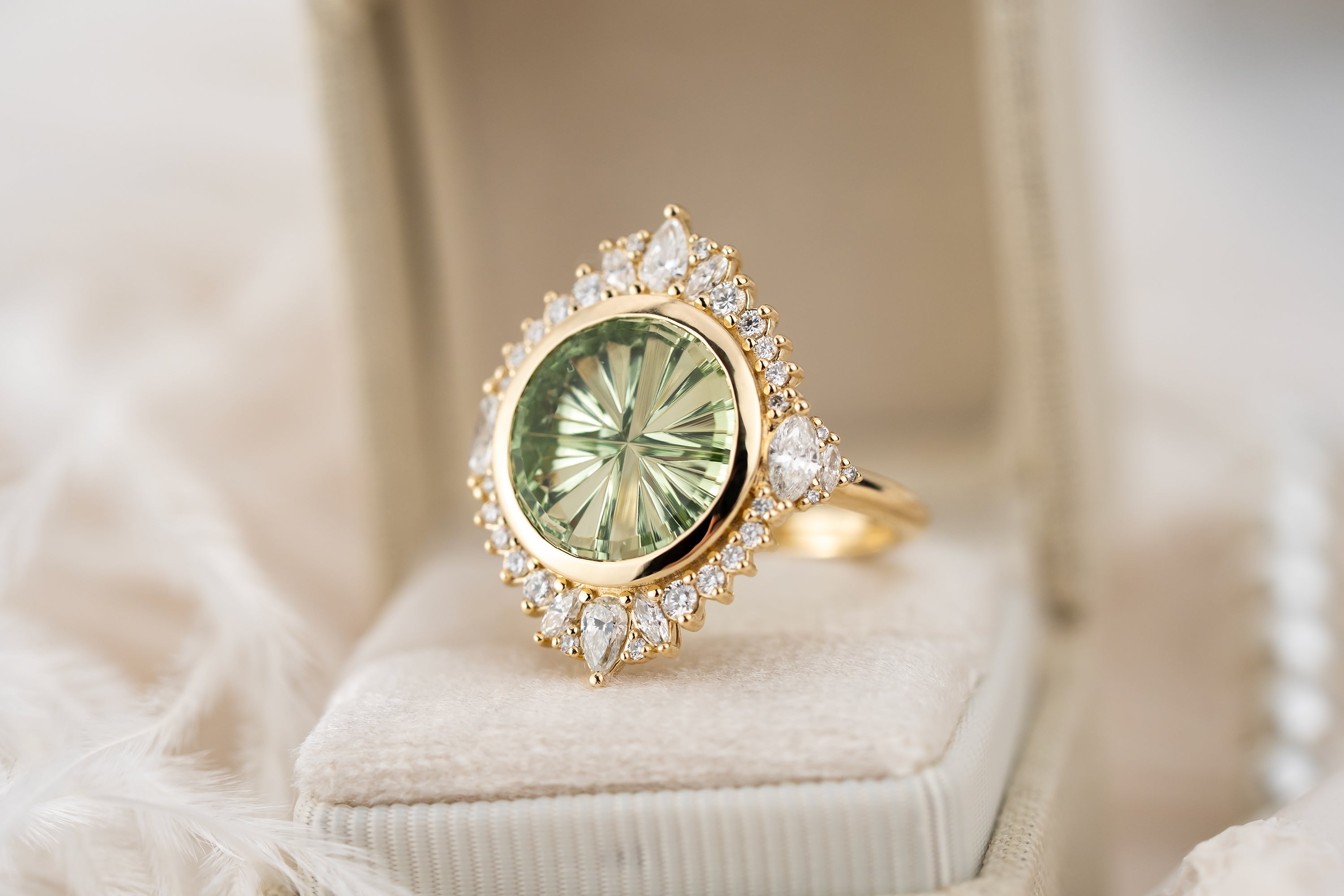 The Ethereal Ring | 4.51 CT Round Starbrite™ Green Tourmaline