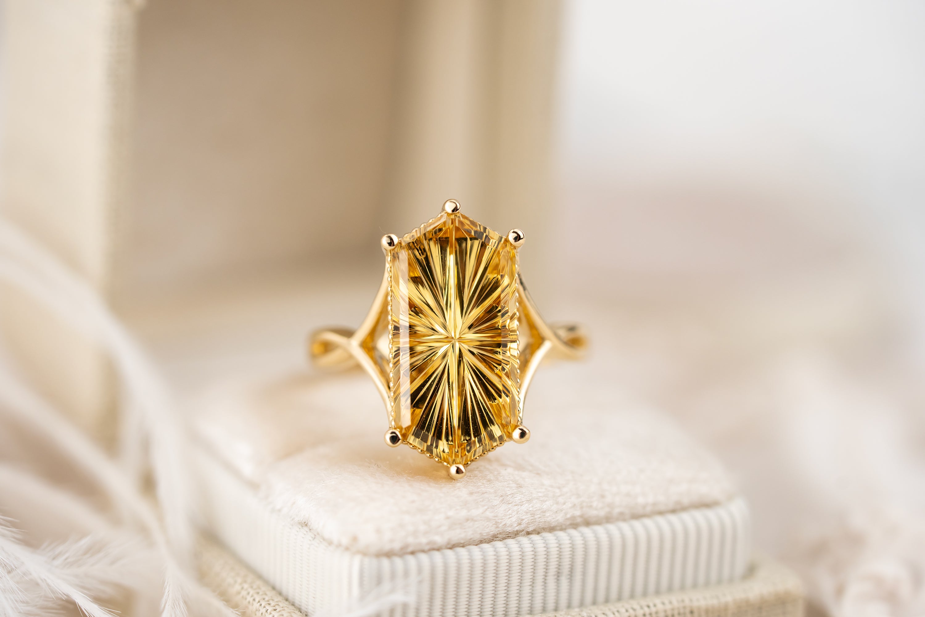 The Fates Ring | 5.01 Hexagon Starbrite™ Golden Beryl