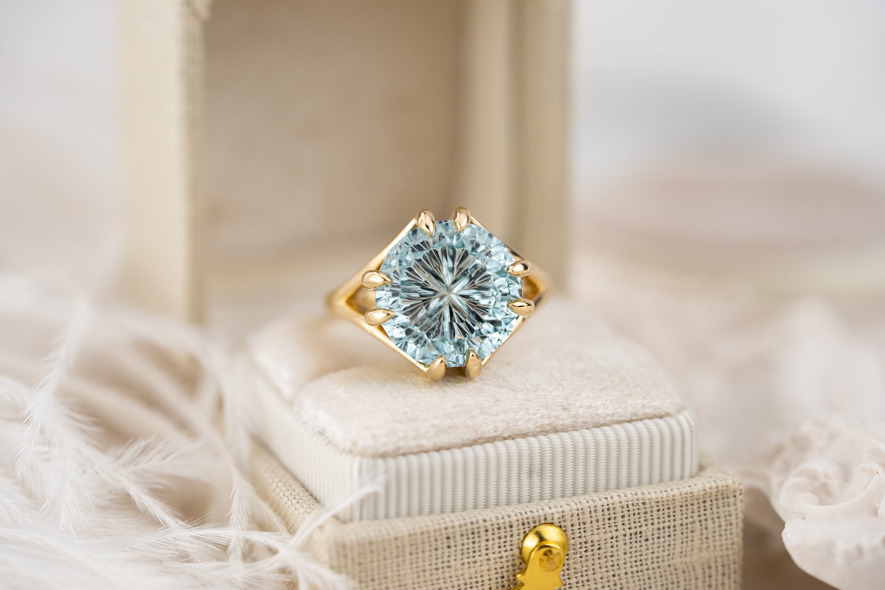 The Willow Ring | 7.9 CT Round Starbrite™ Aquamarine