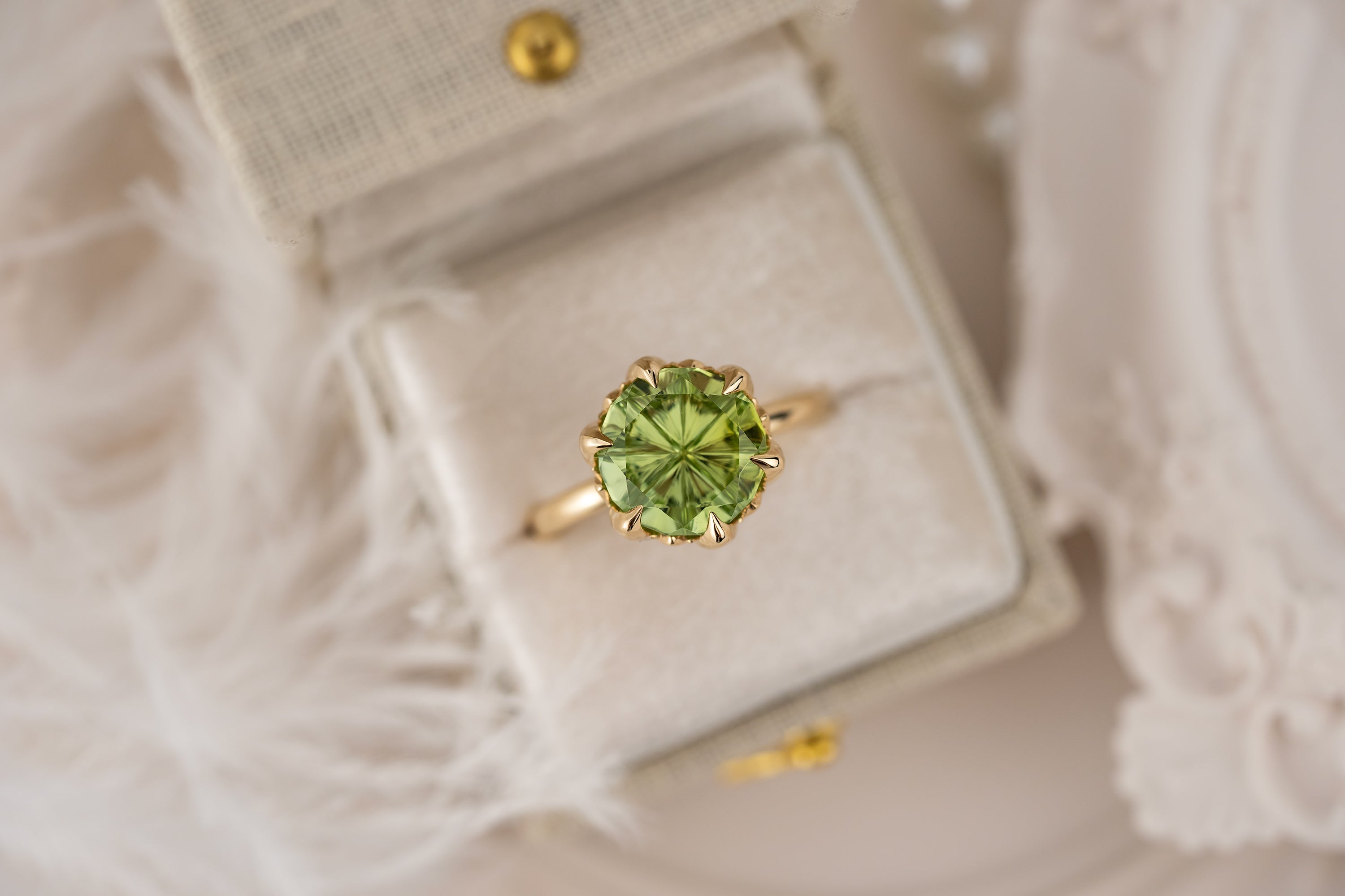 The Secret Garden Ring | 4.37 CT Round Starbrite™ Green Tourmaline