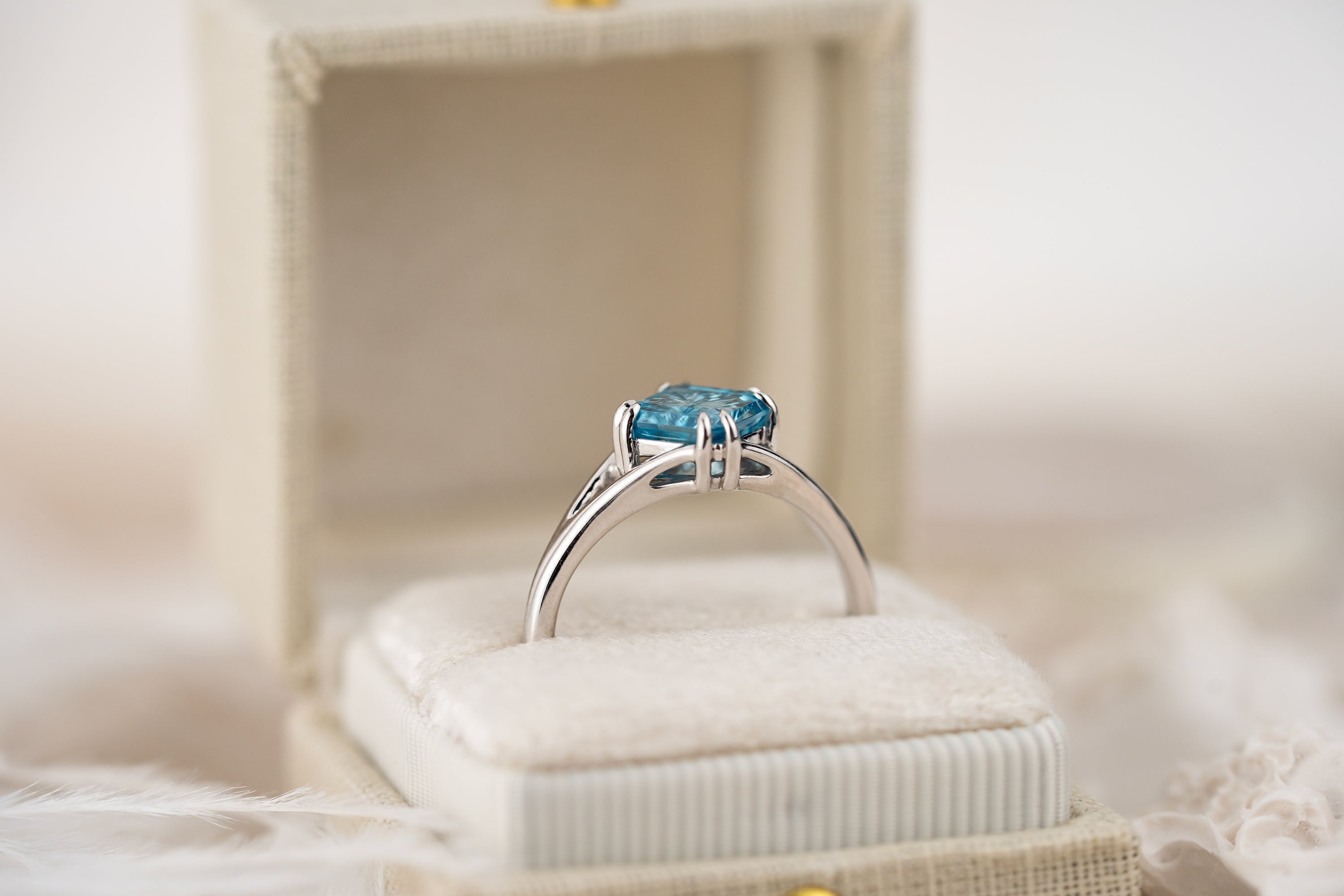 The Willow Ring | 2.21 CT Square Starbrite™ Blue Zircon