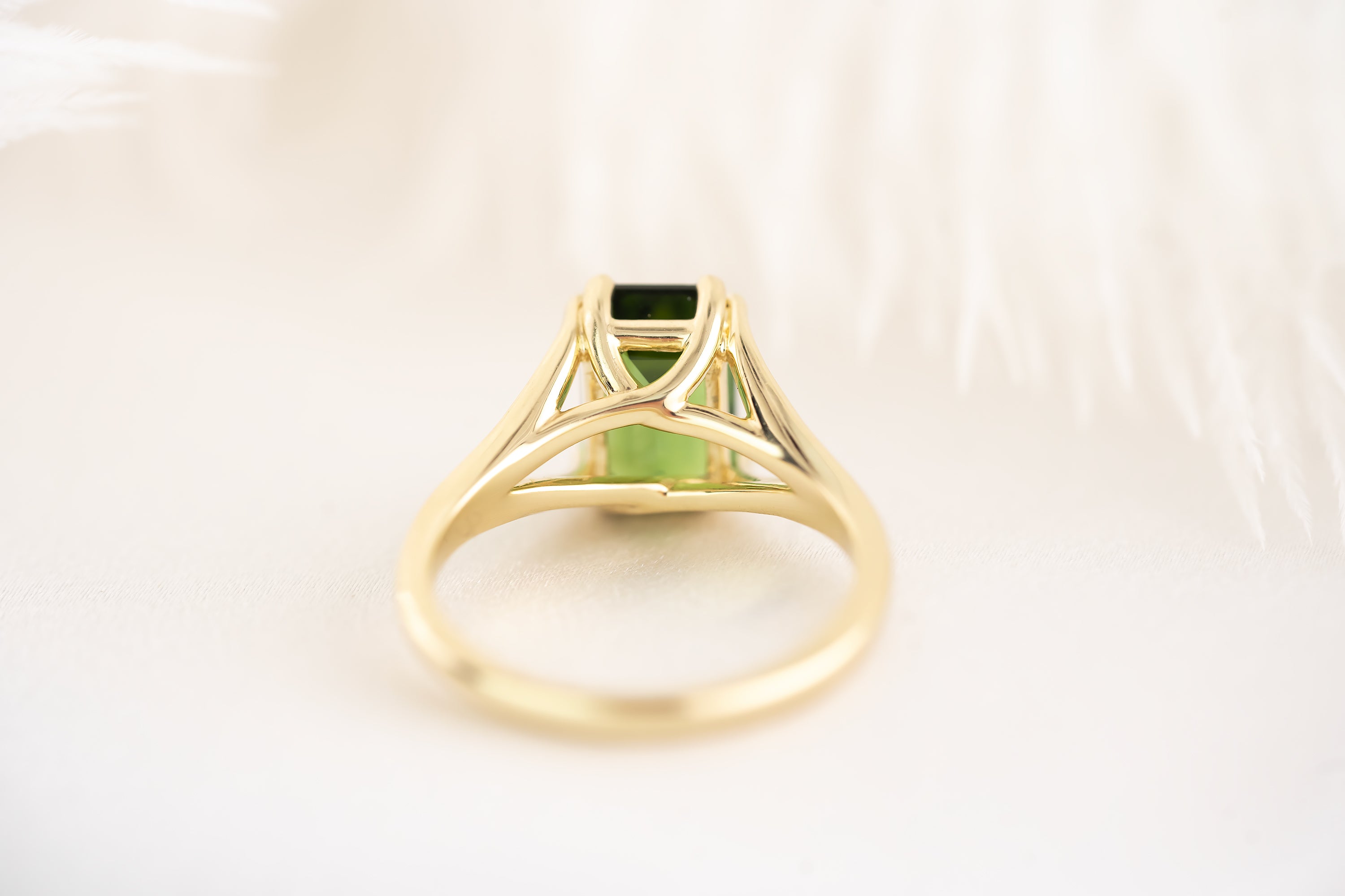The Weaver Ring - 2.6 CT Emerald Cut Green Tourmaline - Lavender Creek Gems