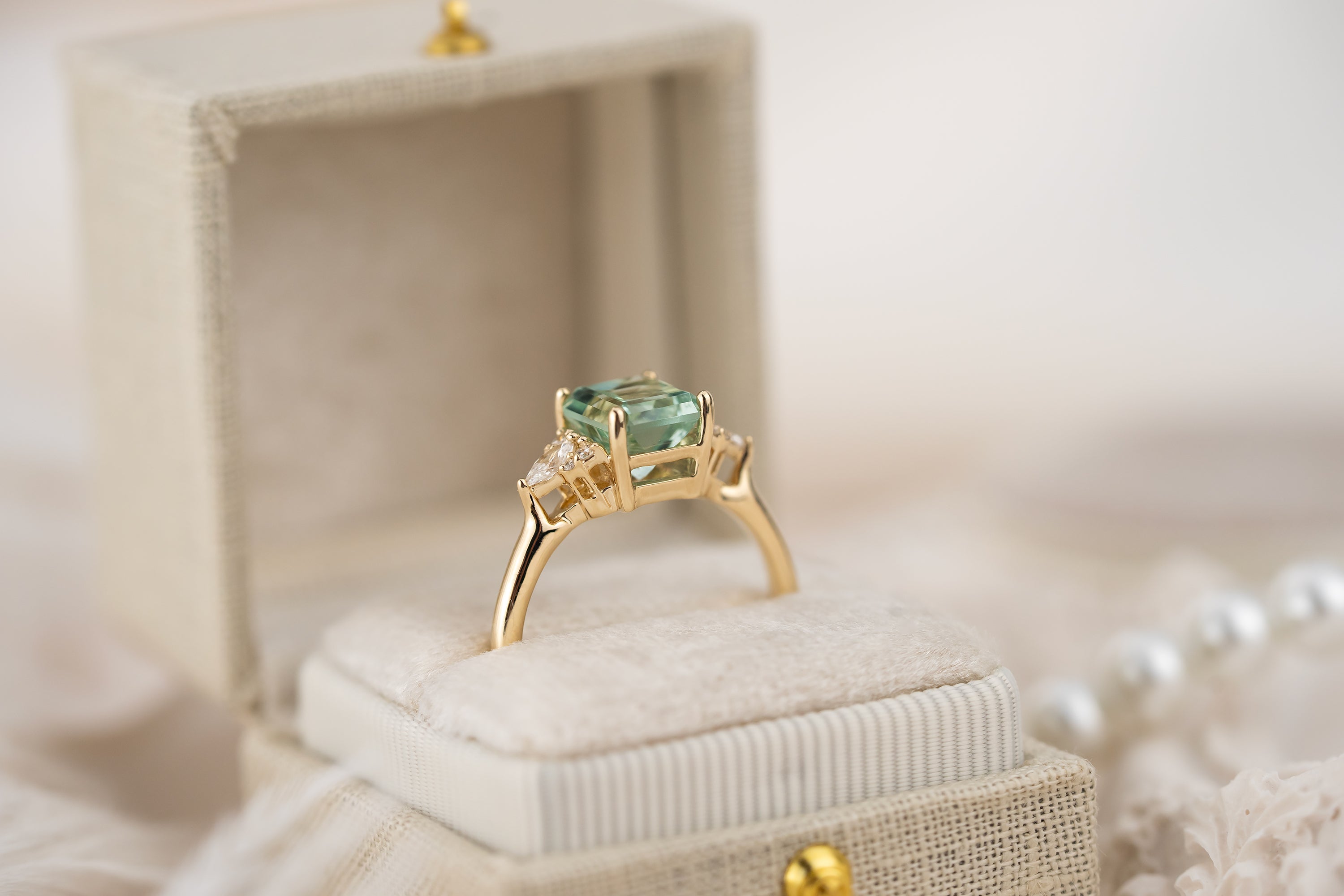 The Aya Ring | 2.05 CT Radiant Seafoam Blue Tourmaline
