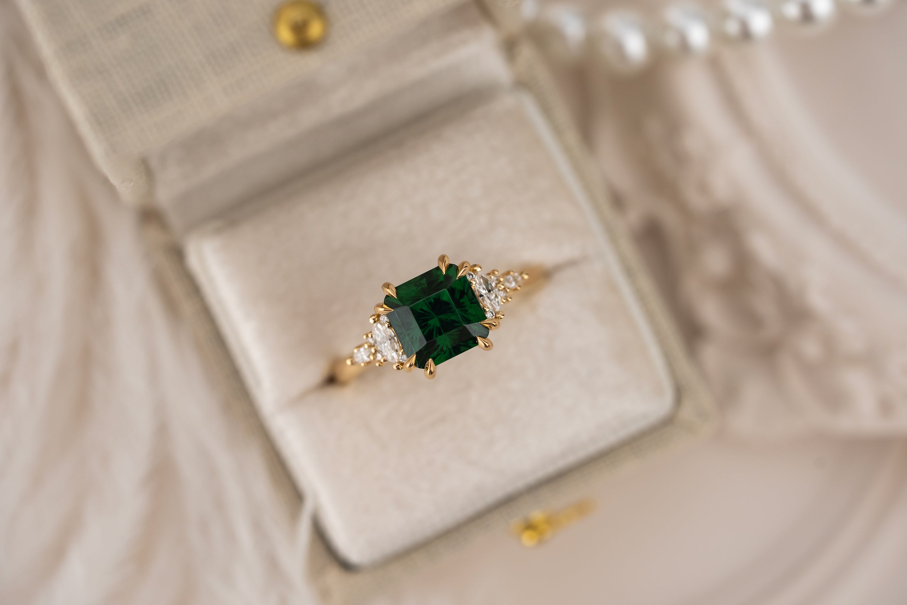 The Maeve Ring | 2.83 CT Radiant Concave Cut Tsavorite Garnet