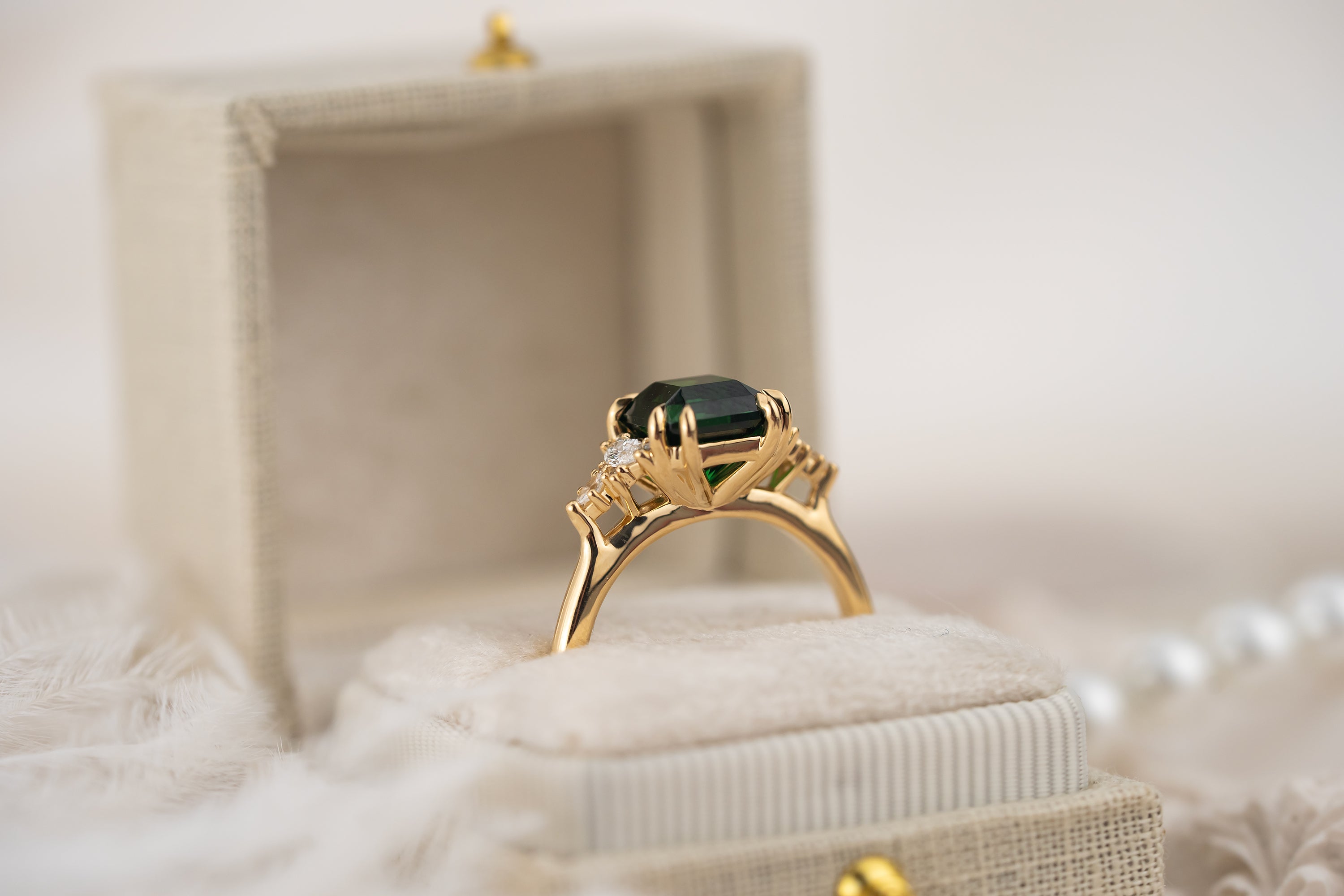 The Maeve Ring | 2.83 CT Radiant Concave Cut Tsavorite Garnet