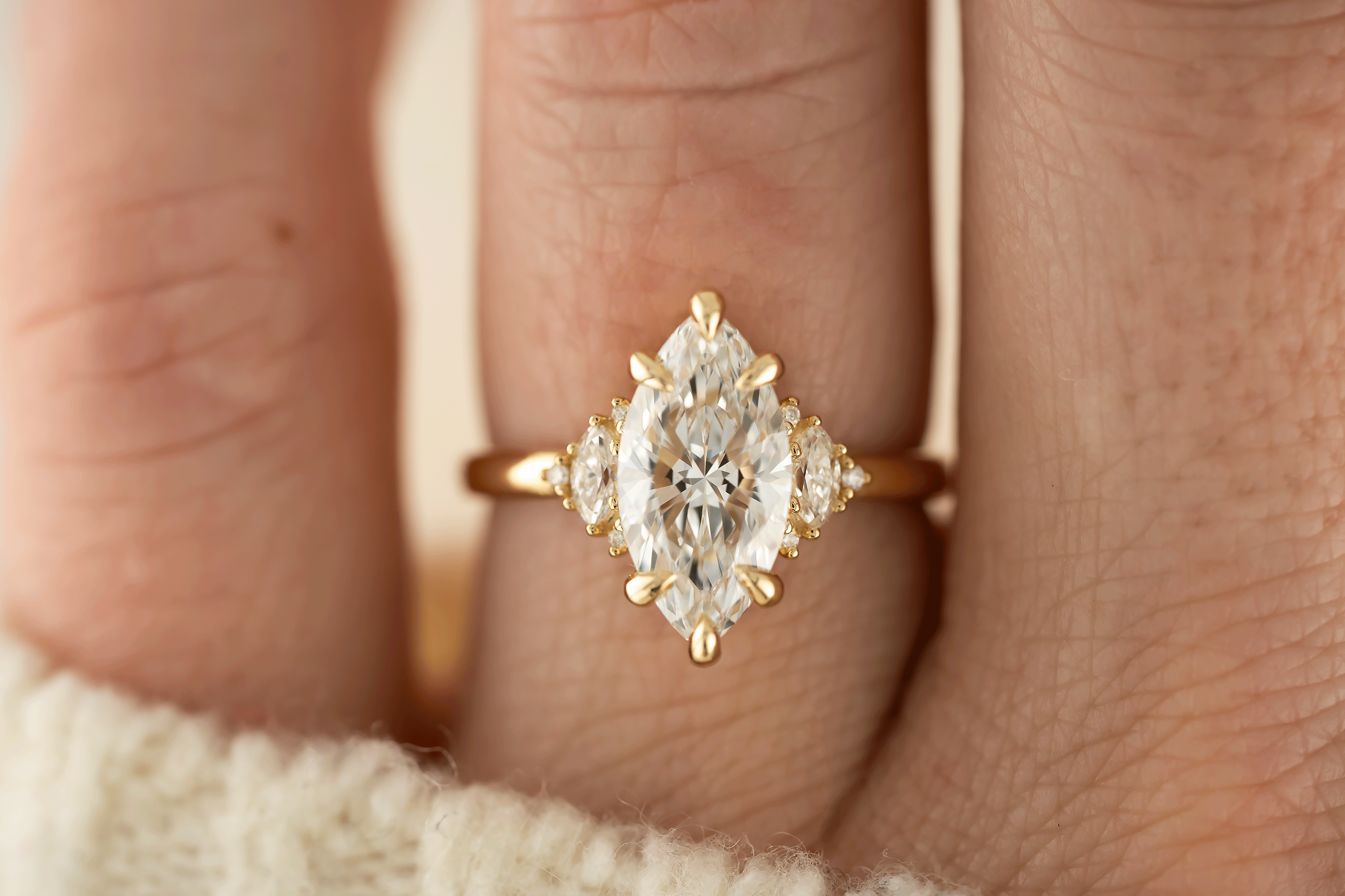 The Low Maren Ring | Marquise Diamond - Lavender Creek Gems