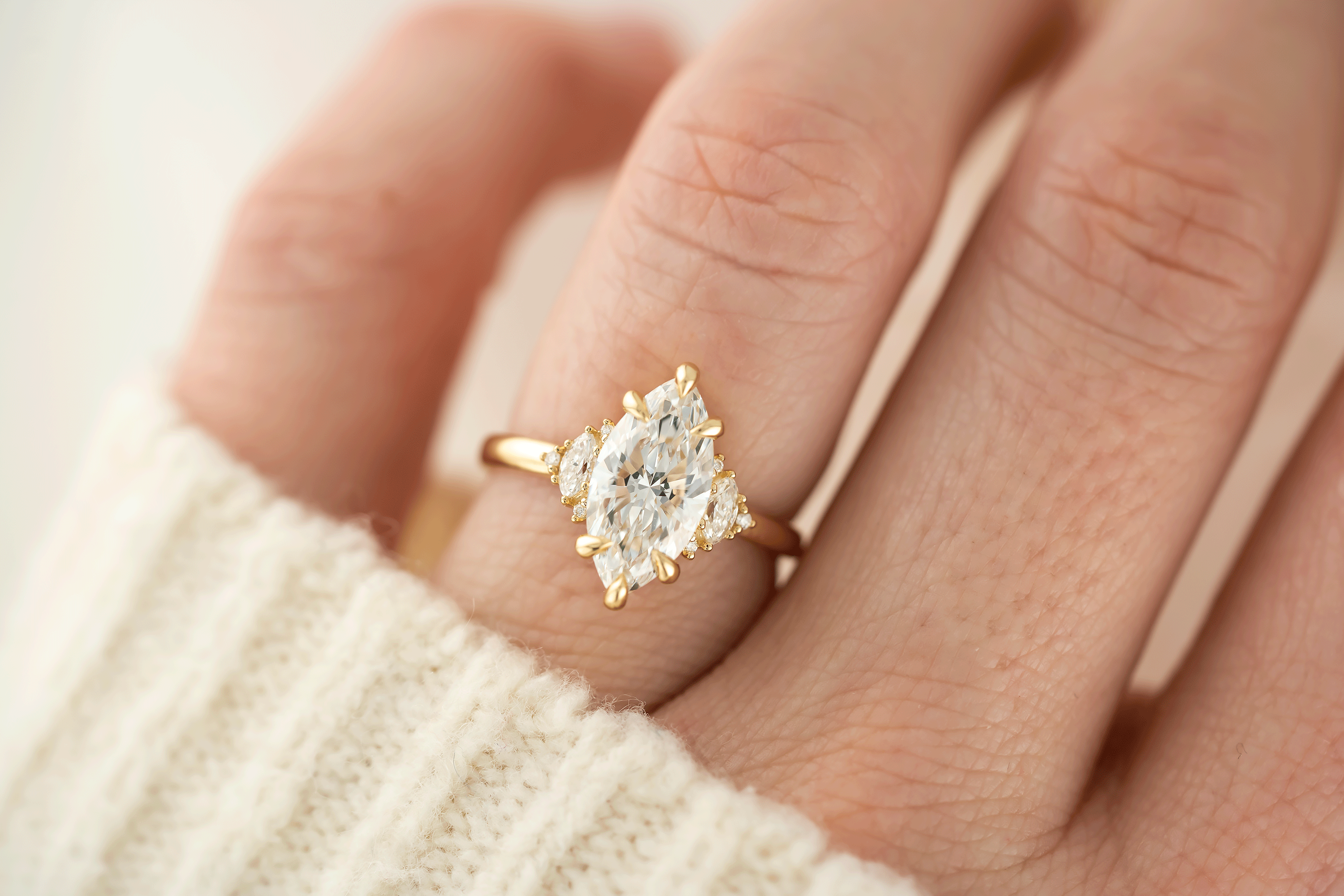 The Low Maren Ring | Marquise Diamond - Lavender Creek Gems