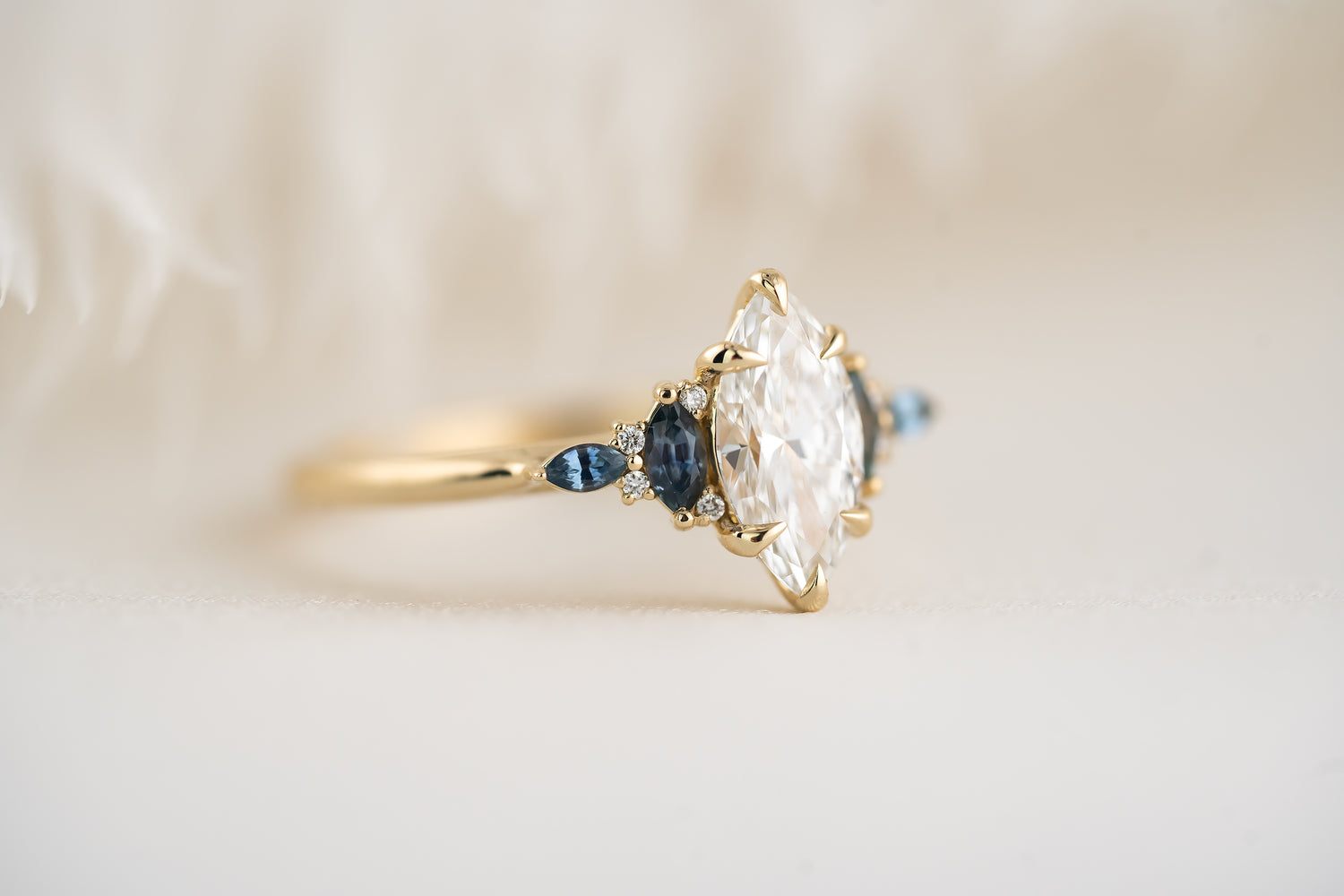 The Maeve Ring - 1 CT Marquise Lab Diamond + Montana Sapphire - Lavender Creek Gems