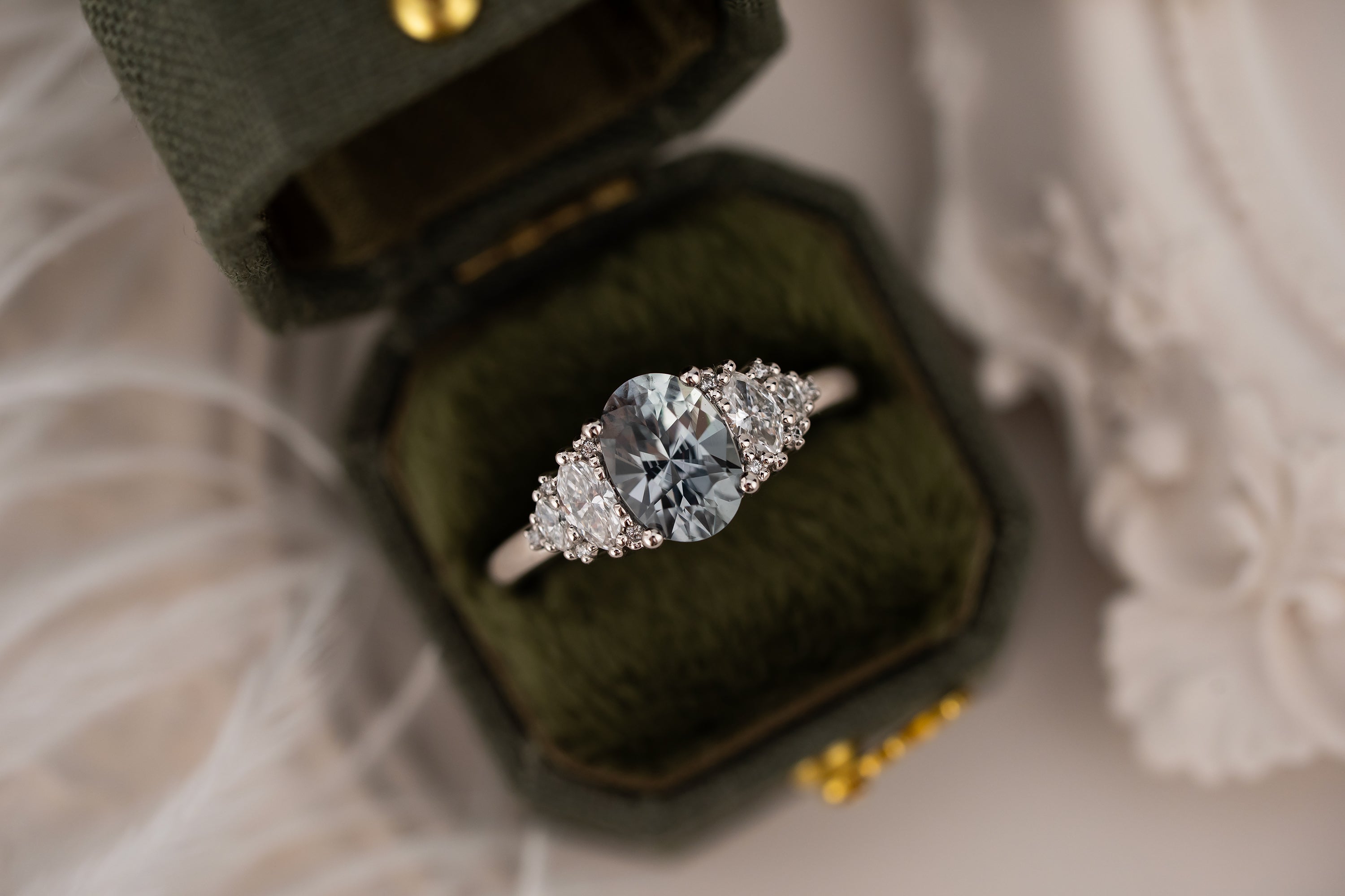 The Vivienne Ring | 1.94 CT Oval Cut Blue Sapphire