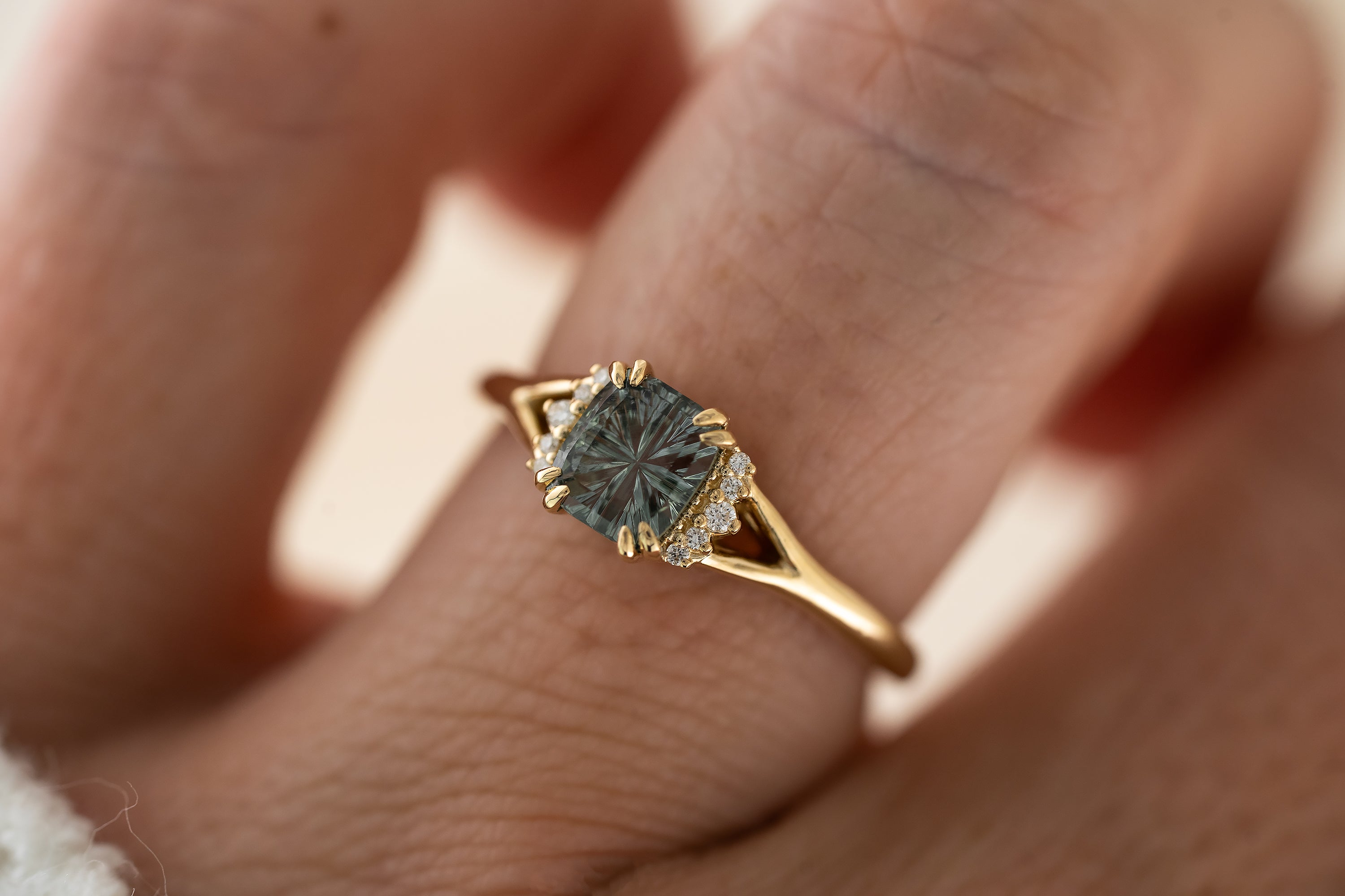 The Serendipity Ring | 1.05 CT Cushion Starbrite™ Montana Sapphire - Lavender Creek Gems