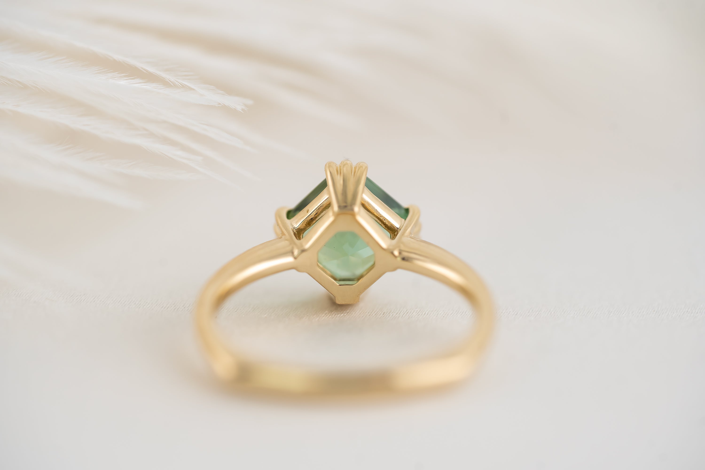 The Thalassa Ring - 2.1 CT Square Radiant Green Tourmaline - Lavender Creek Gems