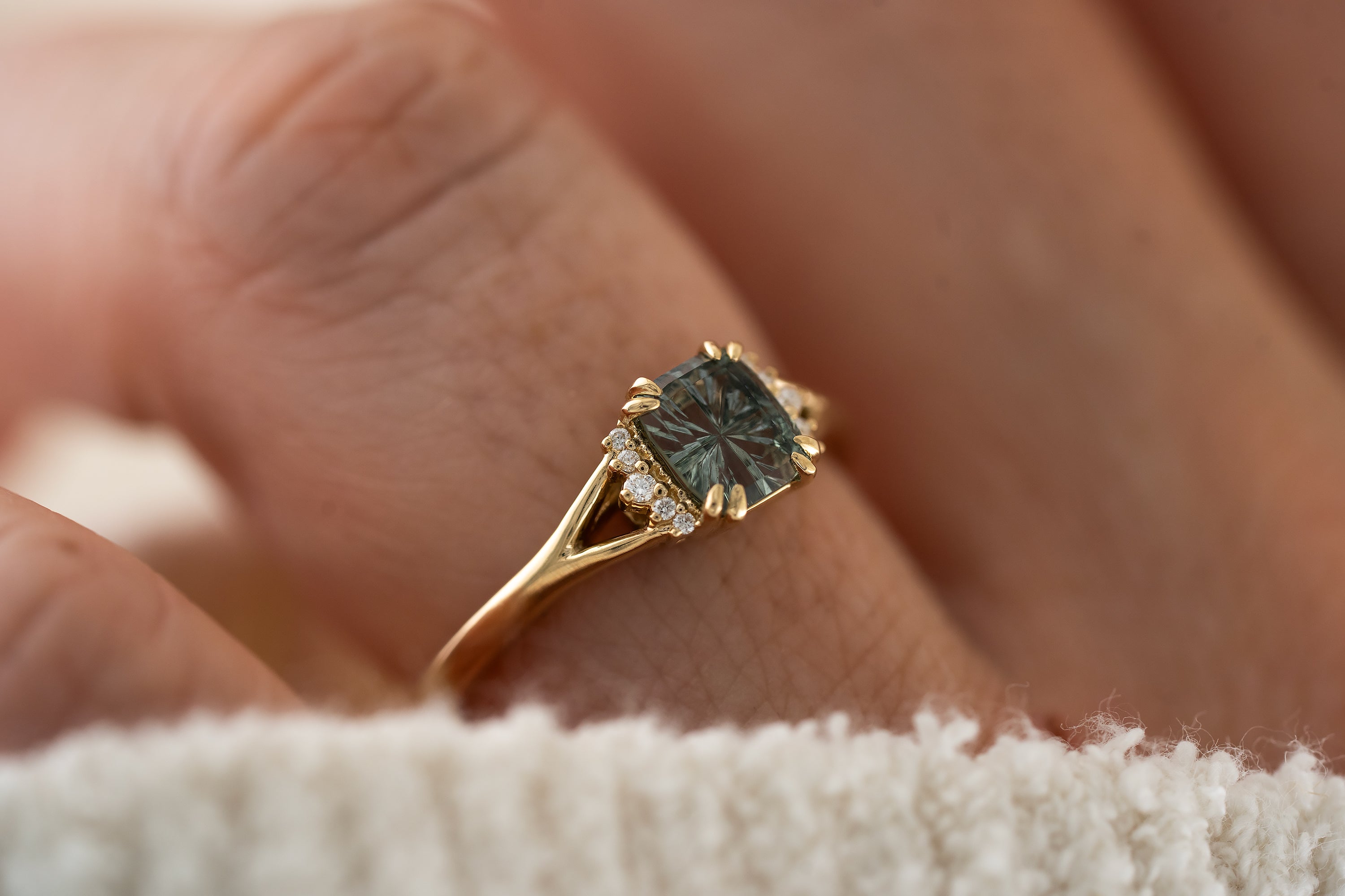 The Serendipity Ring | 1.05 CT Cushion Starbrite™ Montana Sapphire - Lavender Creek Gems