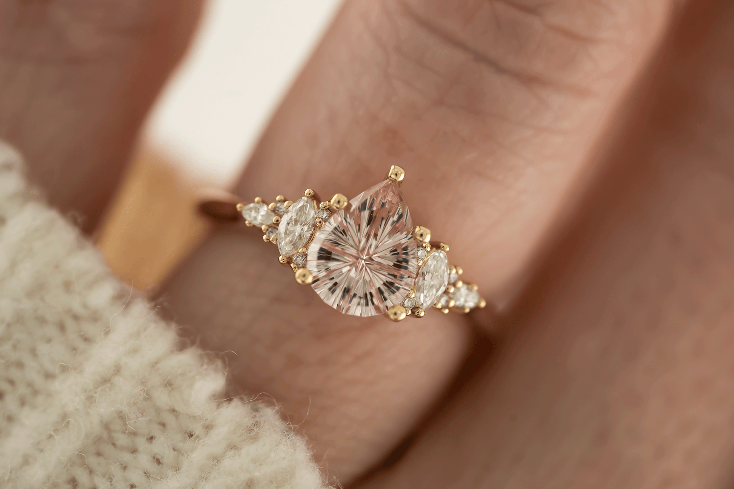 The Maeve Ring | 1.4 CT Pear Starbrite™ Pink Sapphire - Lavender Creek Gems