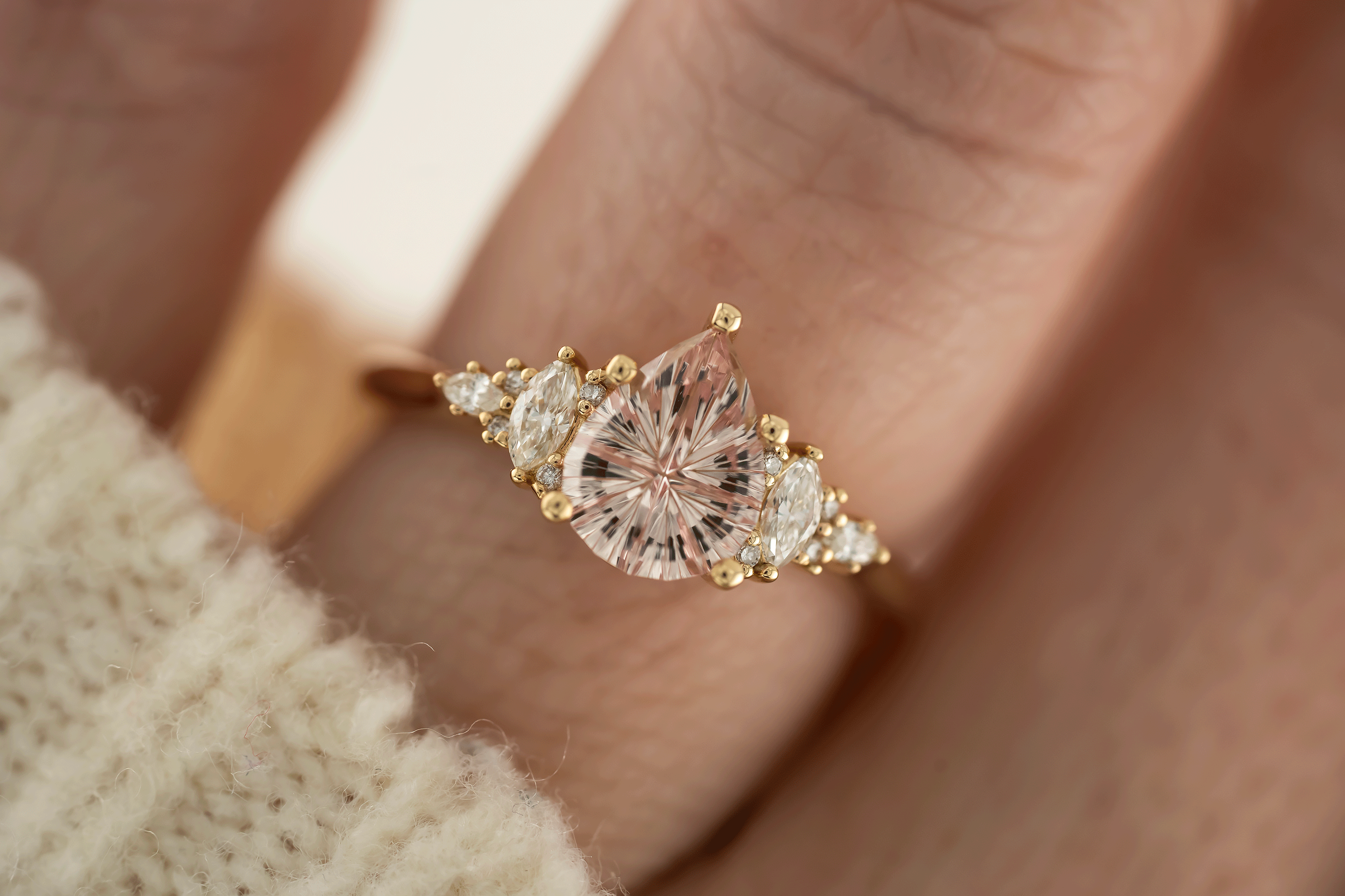 The Maeve Ring | 1.4 CT Pear Starbrite™ Pink Sapphire - Lavender Creek Gems