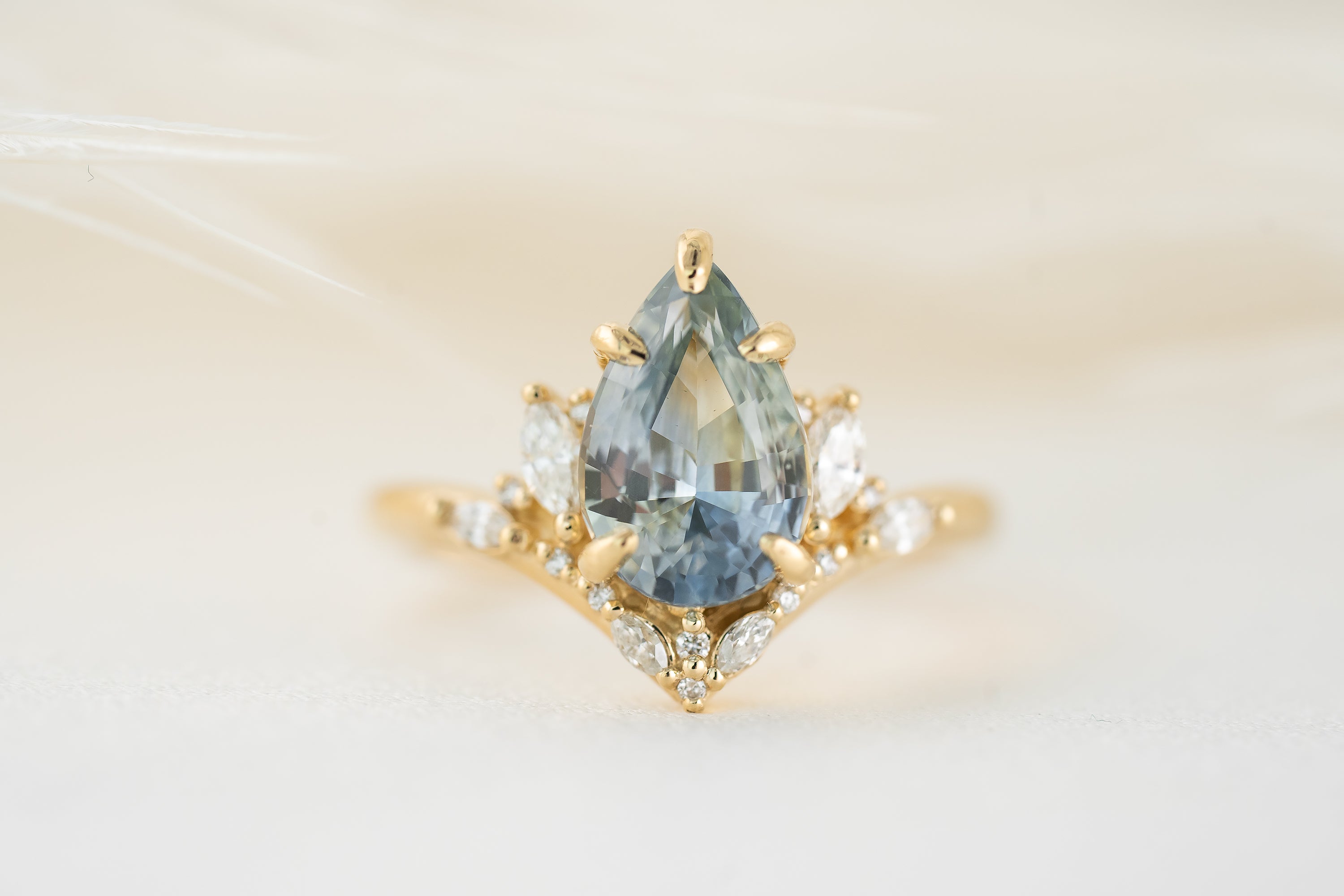 The Aurora Ring | 3.11 CT Pear Light Blue Sapphire - Lavender Creek Gems