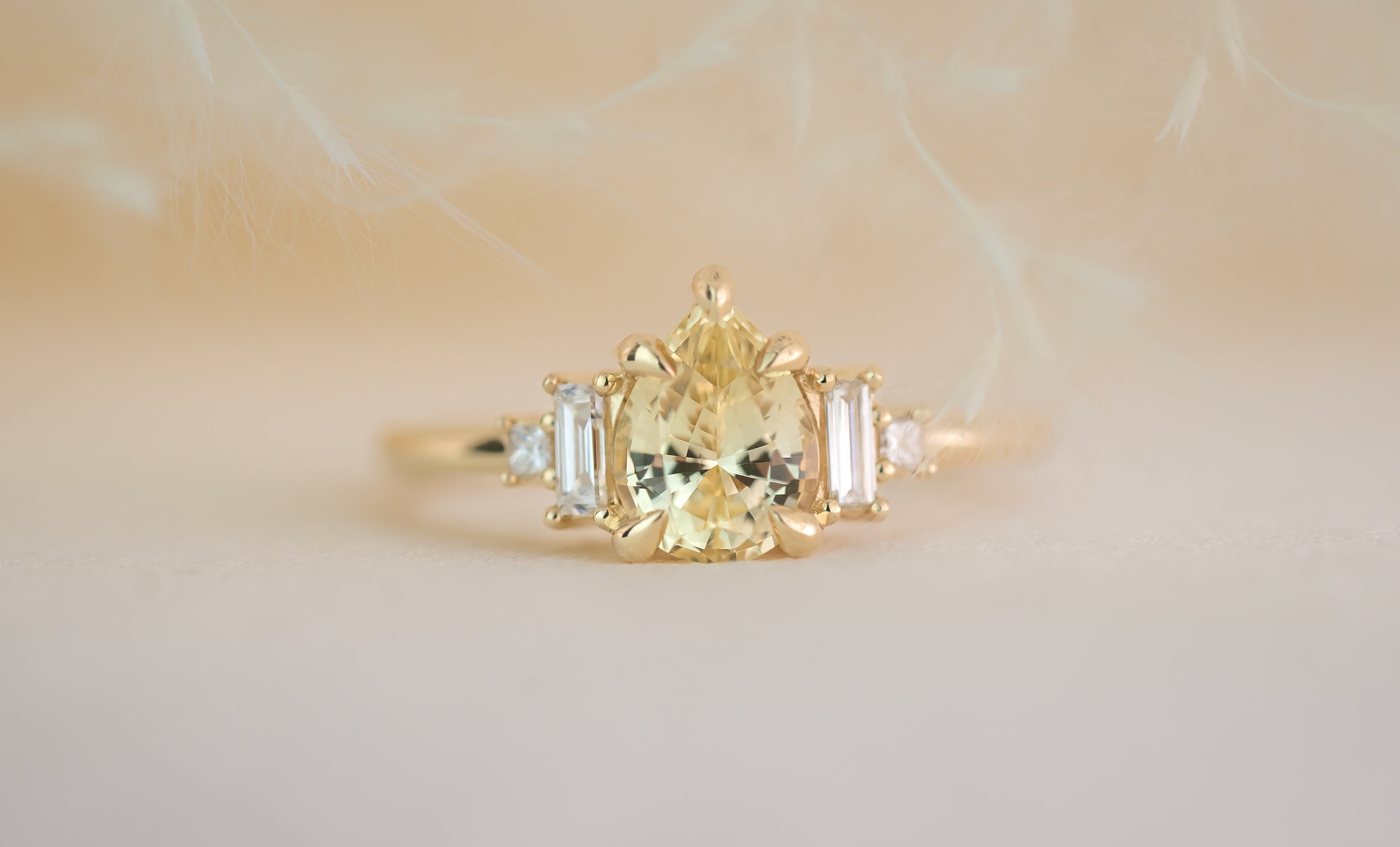 The Mira 1.32 CT Pear Yellow Sapphire Ring - Lavender Creek Gems