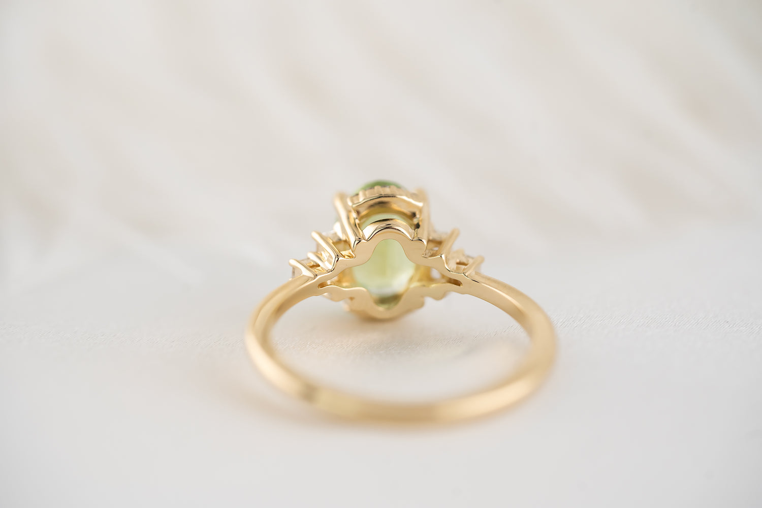 The Sura Ring - 1.7 CT Apple Green Oval Tourmaline - Lavender Creek Gems