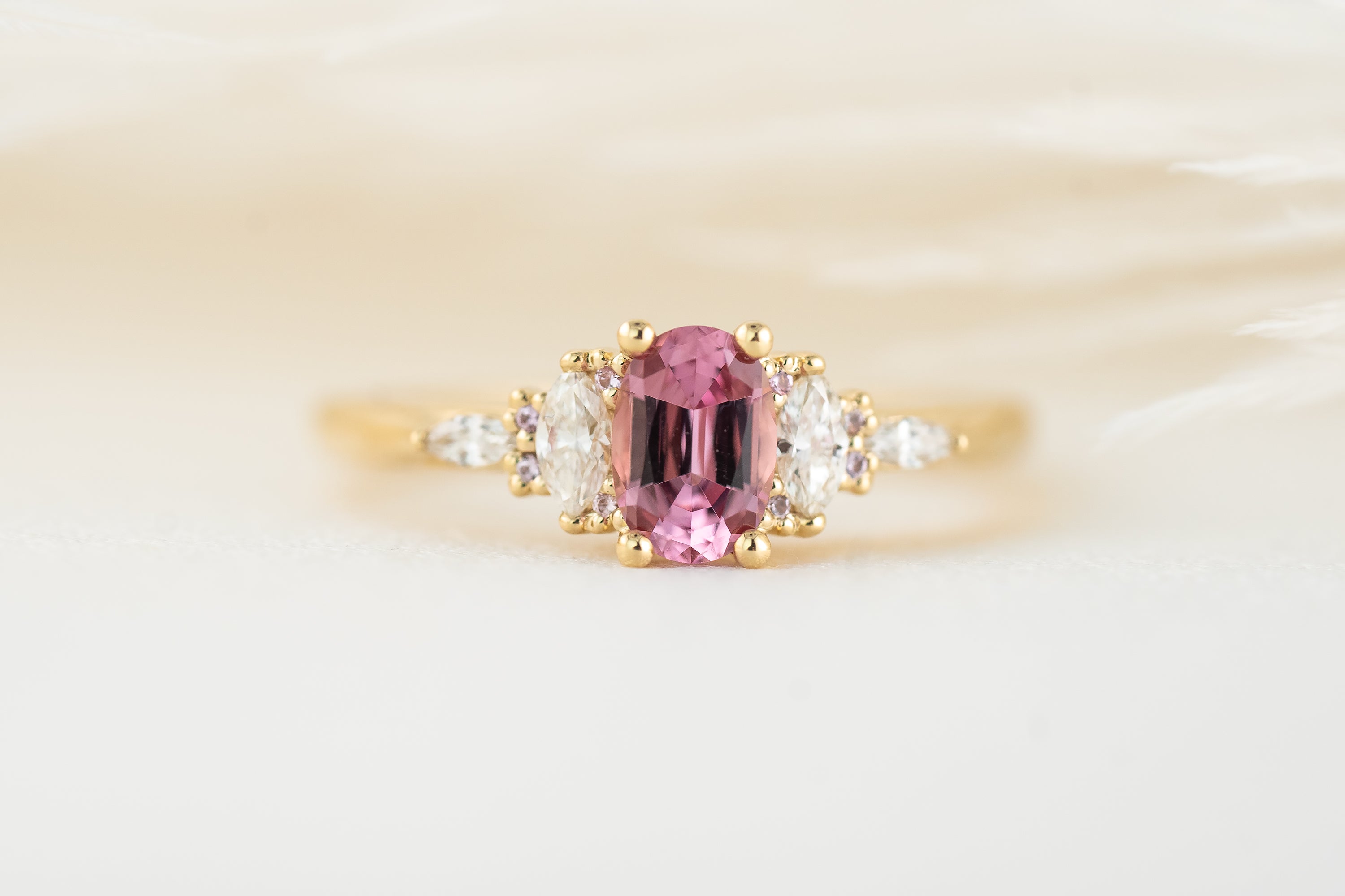 The Maeve Ring | 0.61 CT Oval Pink Spinel + Pink Sapphire Accents - Lavender Creek Gems
