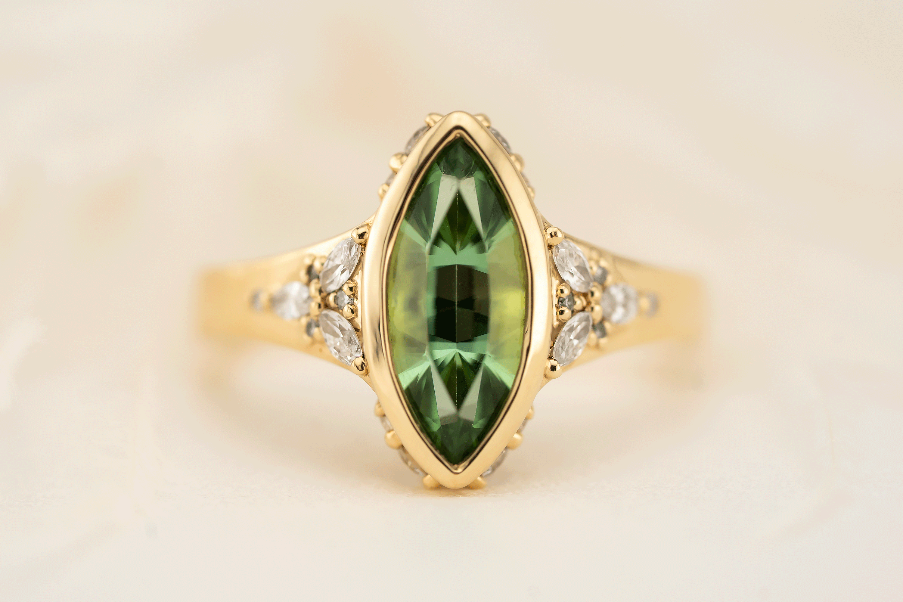 The Daylight Ring | 1.75 CT Marquise Vanadium Green Tourmaline
