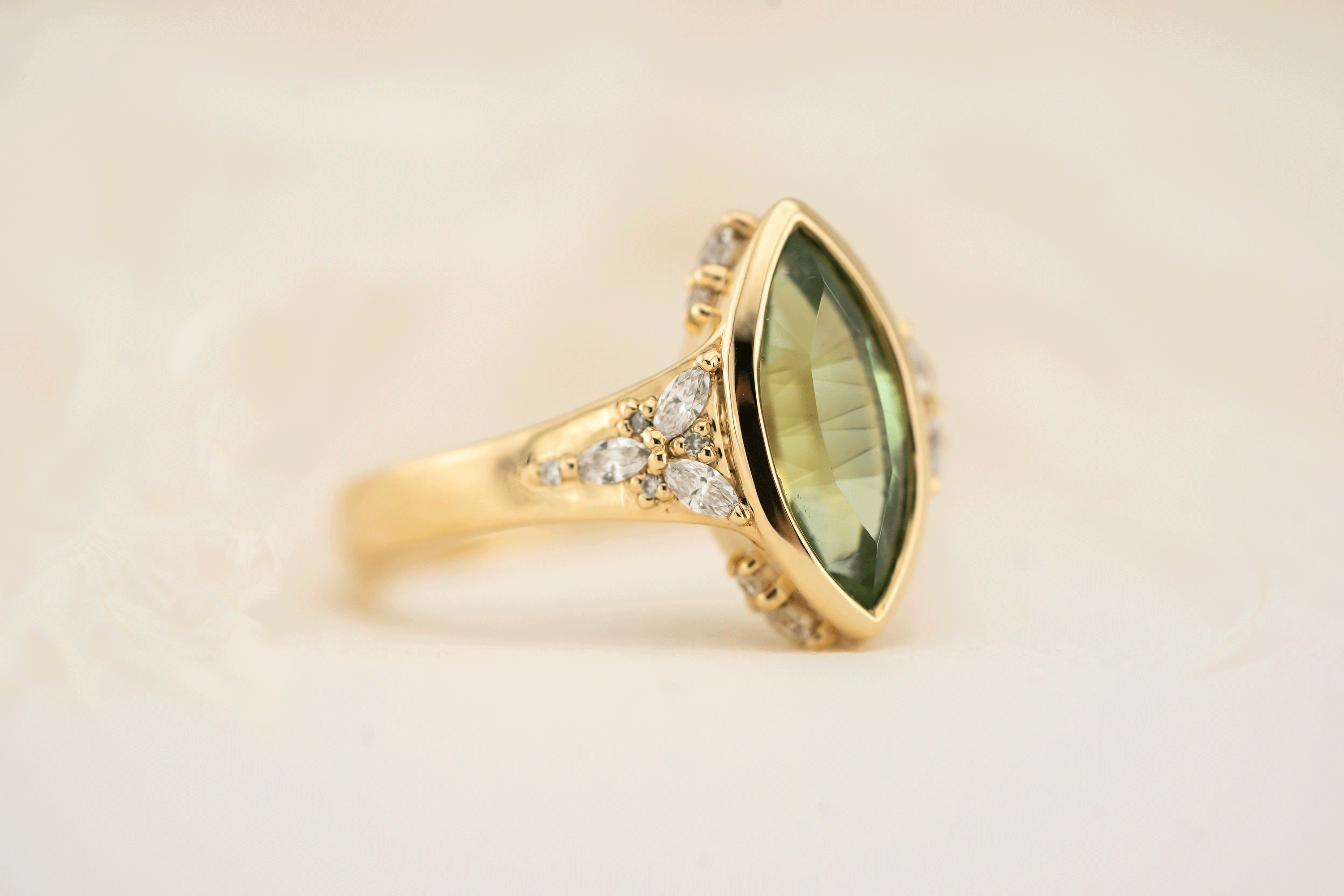 The Daylight Ring | 1.75 CT Marquise Vanadium Green Tourmaline