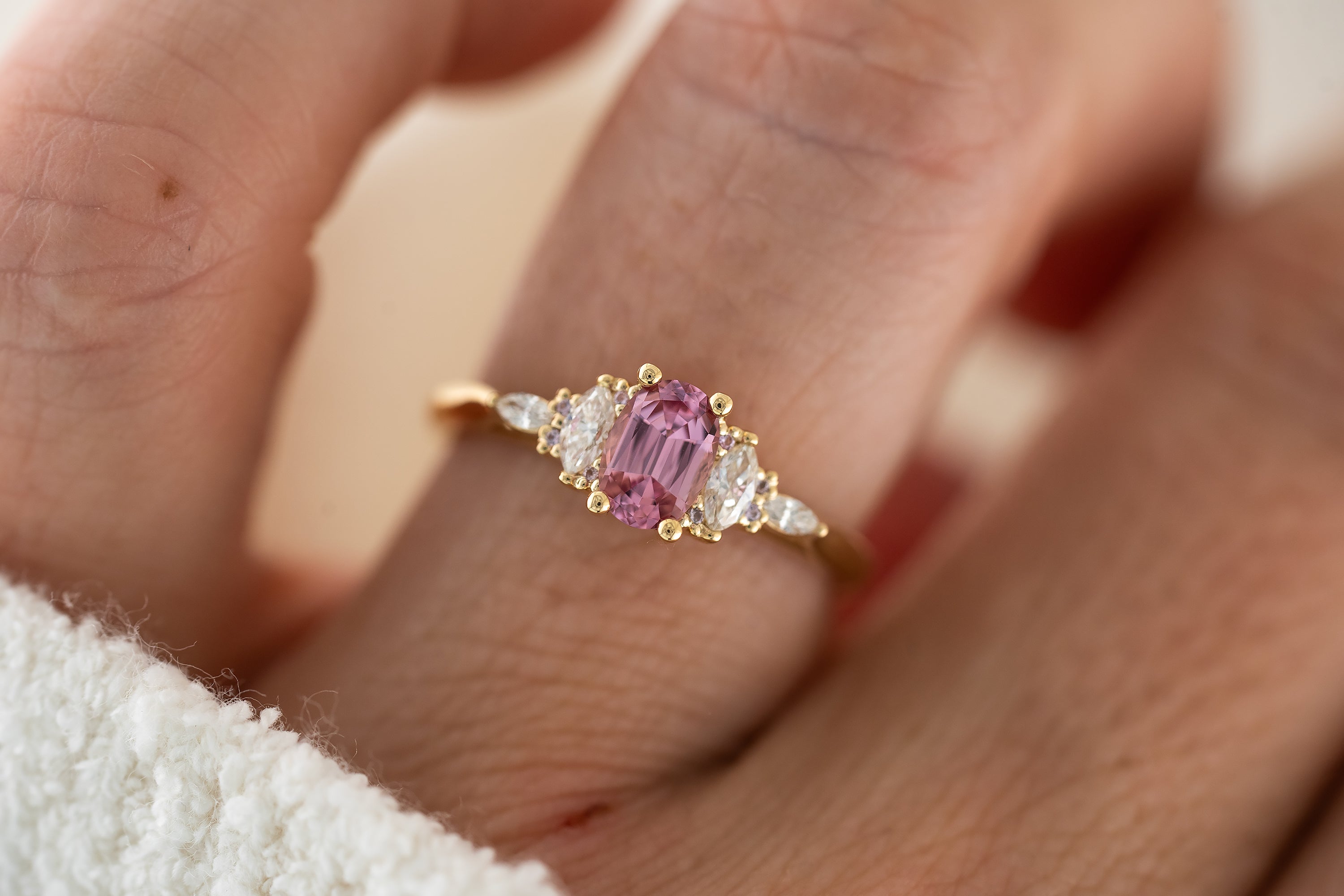 The Maeve Ring | 0.61 CT Oval Pink Spinel + Pink Sapphire Accents - Lavender Creek Gems
