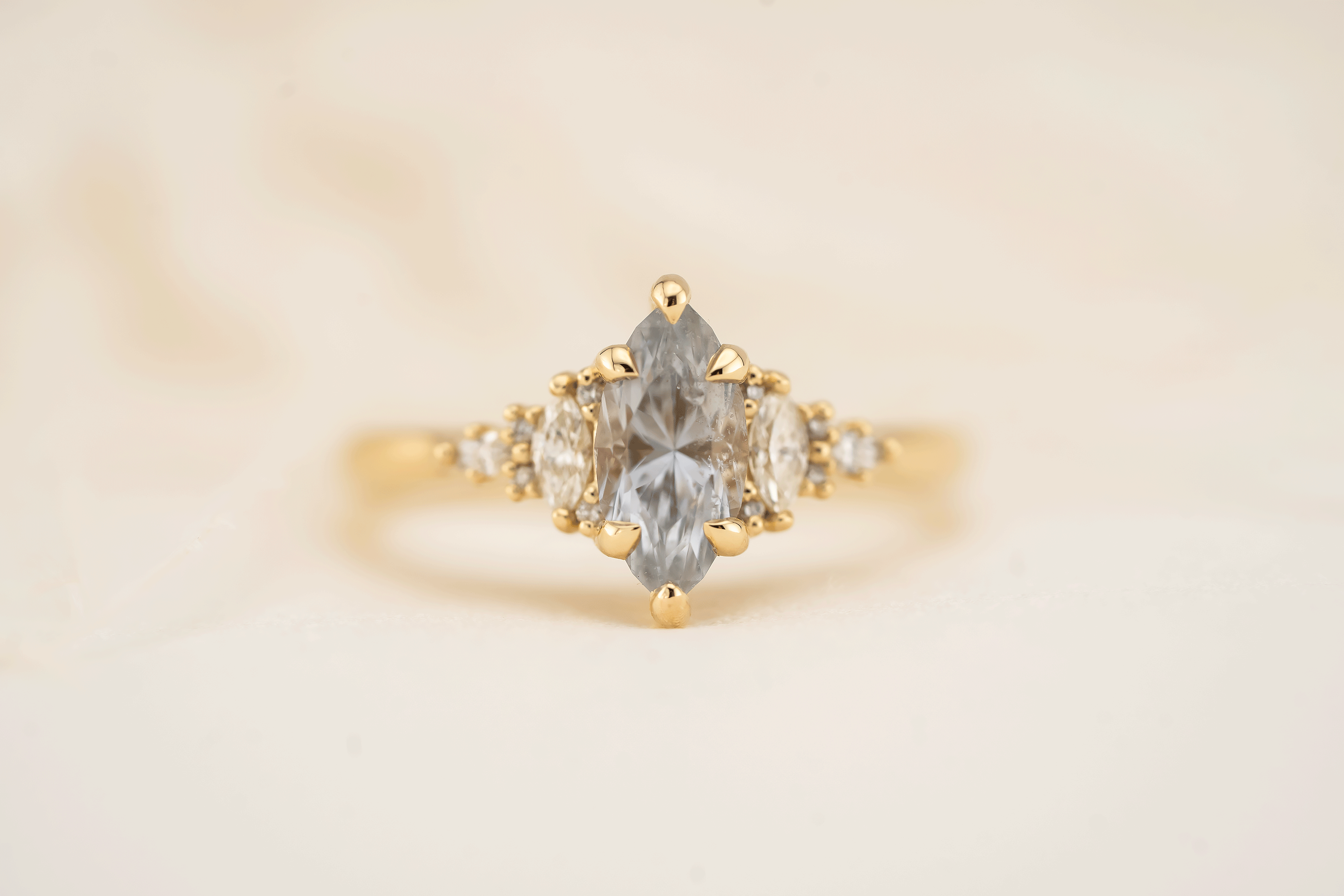 The Maeve Ring | 1.25 CT Pastel Blue/Purple Marquise Sapphire