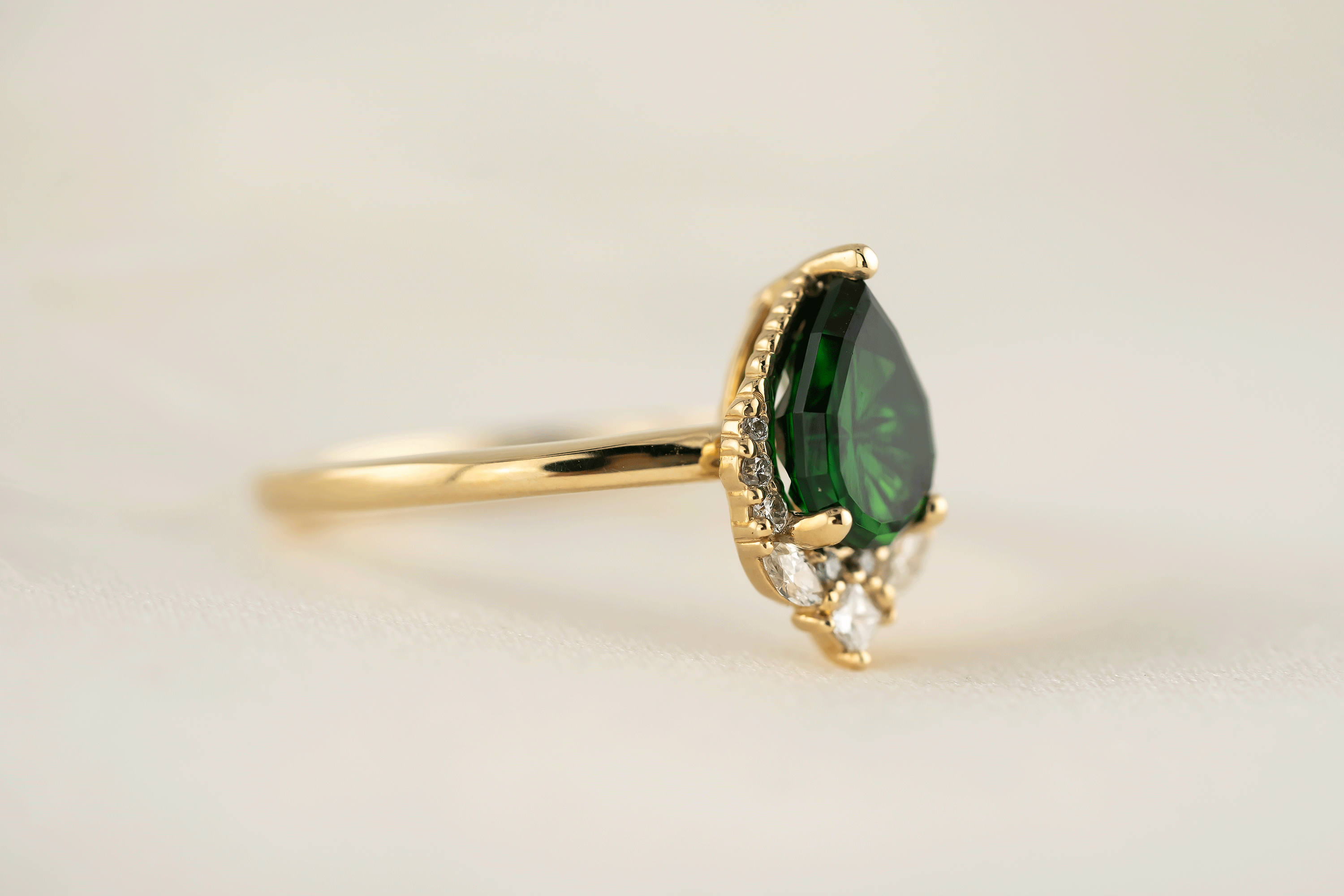 The Charlotte Ring | 1.4 Pear Starbrite™ Tsavorite Garnet - Lavender Creek Gems